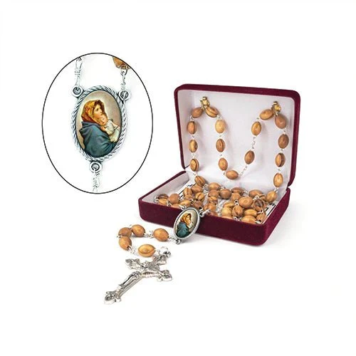 Holy Land Madonna of the Streets Olive Wood Rosary - Image 2