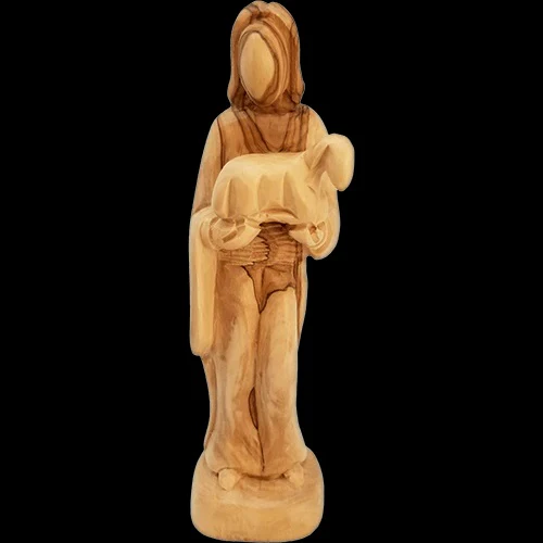 Holy Land Olive Wood Good Shepherd Statue - 10"