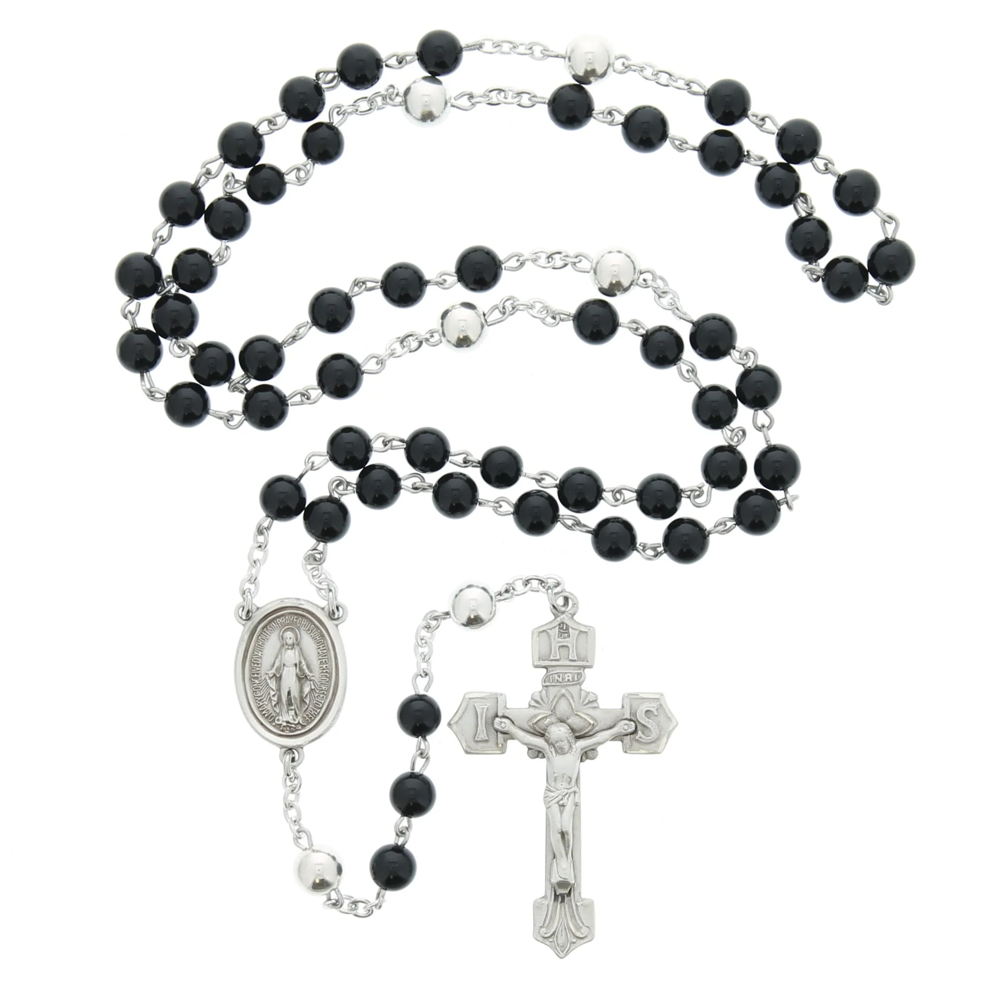 Holy Name Genuine Onyx & Sterling Rosary - Image 2