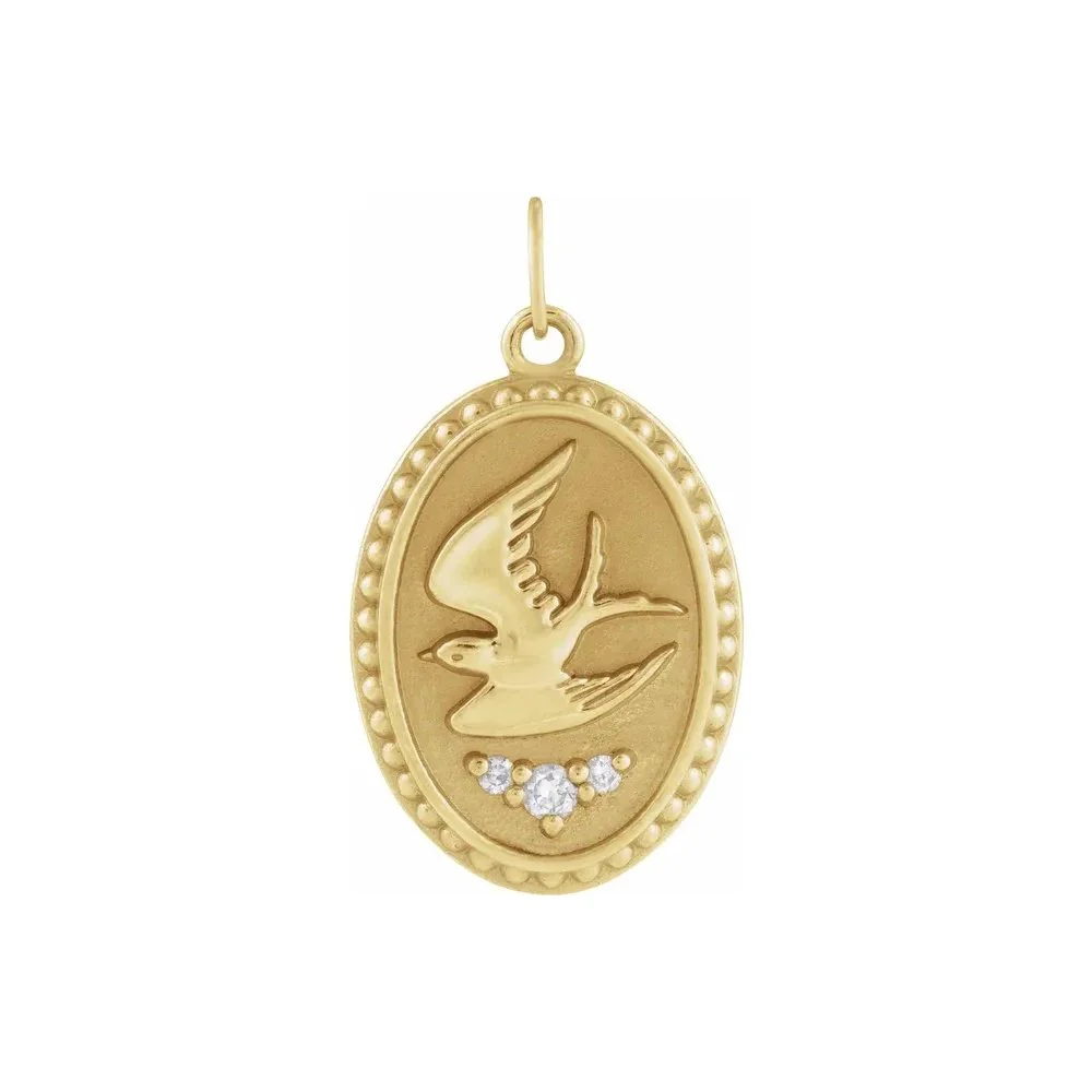 Holy Spirit Dove Pendant Necklace with Natural Diamonds - 18"