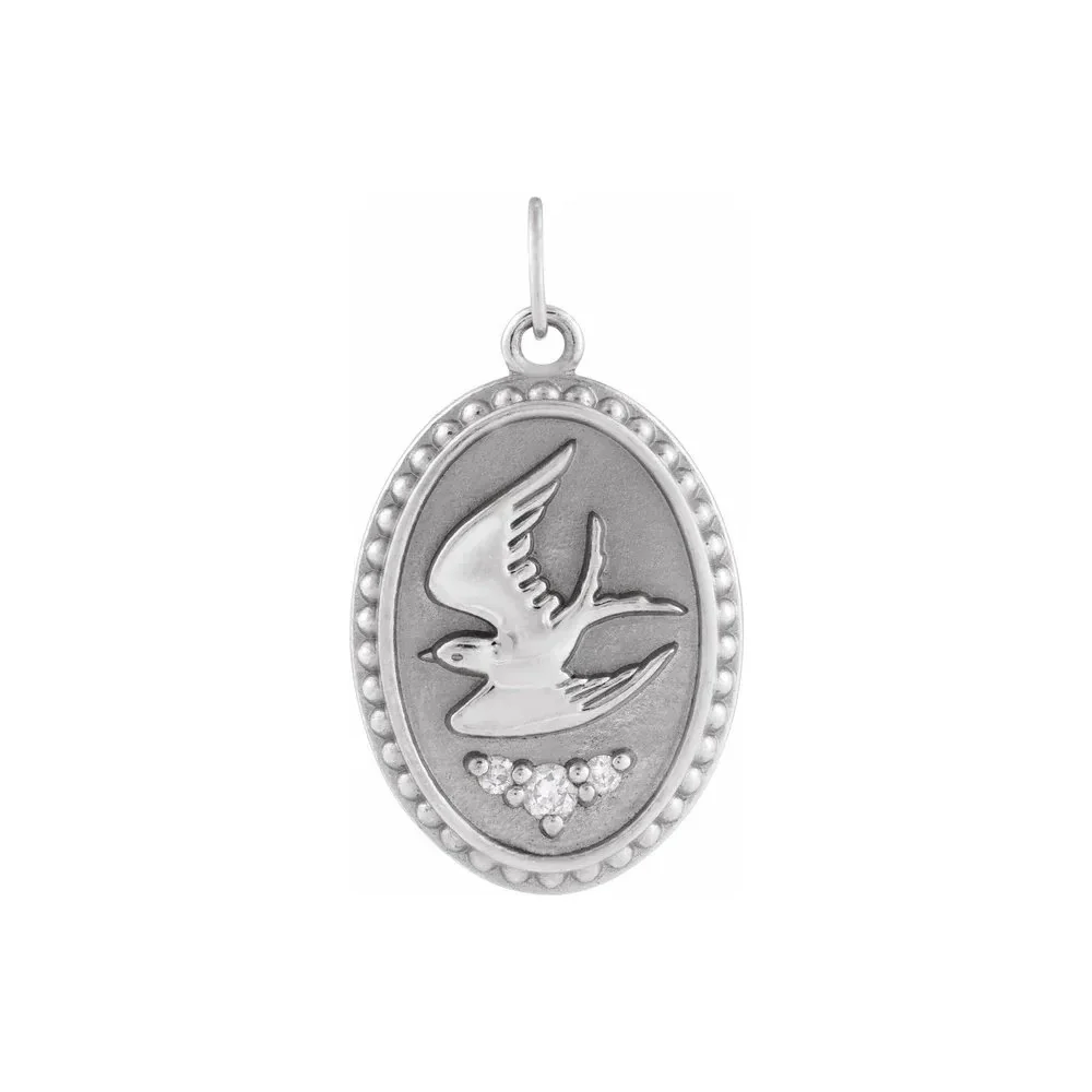 Holy Spirit Dove Pendant Necklace with Natural Diamonds - 18" - Image 3