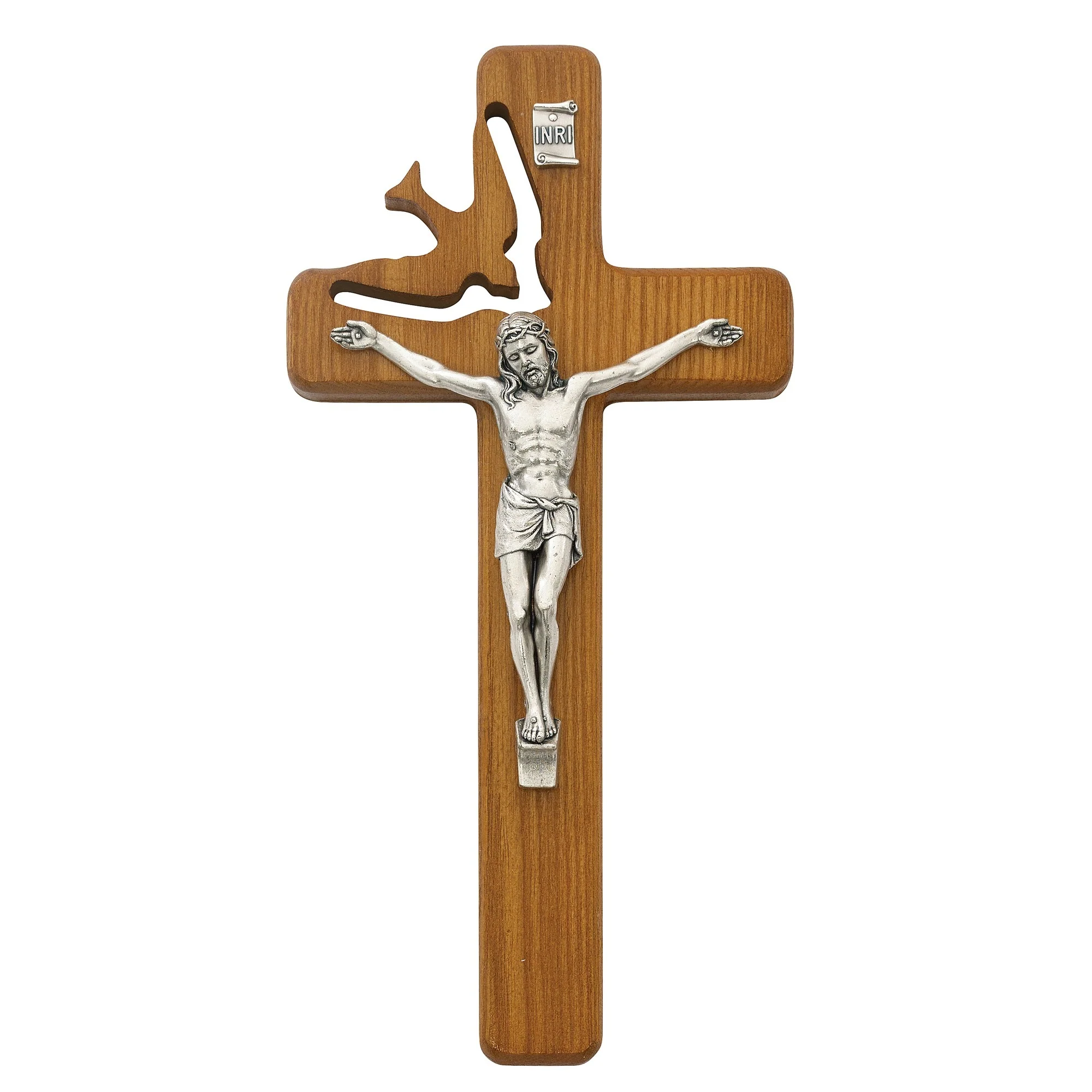 Holy Spirit Wood Crucifix - 8 inch
