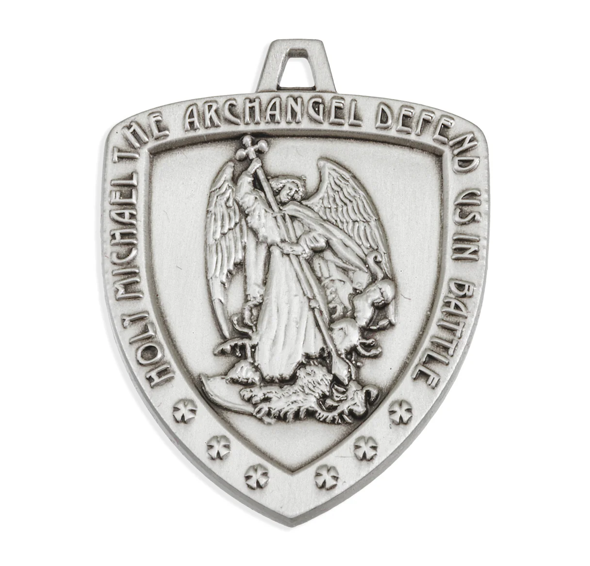 Holy St. Michael Sterling Shield Medal Necklace - Image 2