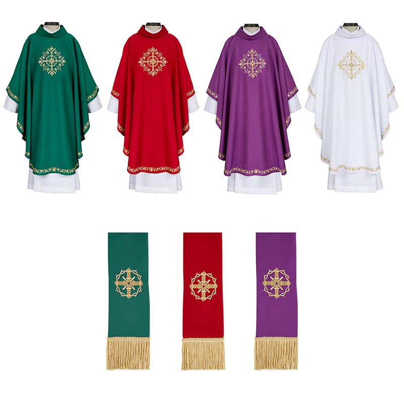 Holy Trinity Cross Chasuble Set - 4 Chasubles