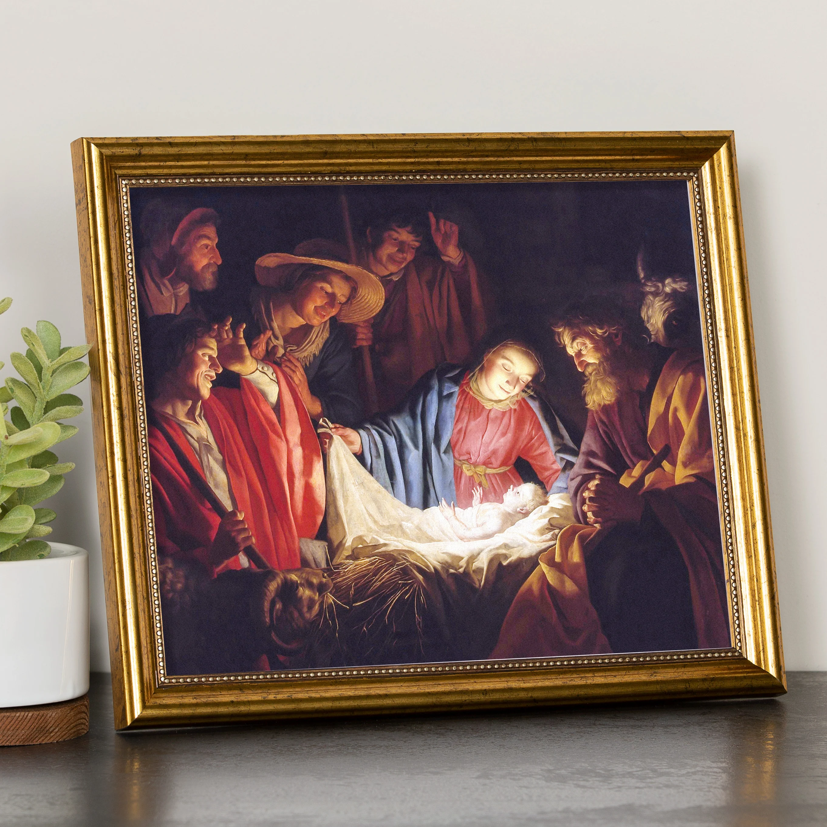 Honthorst Adoration of the Shepherds Gold Framed Print - Multiple Sizes - Image 2
