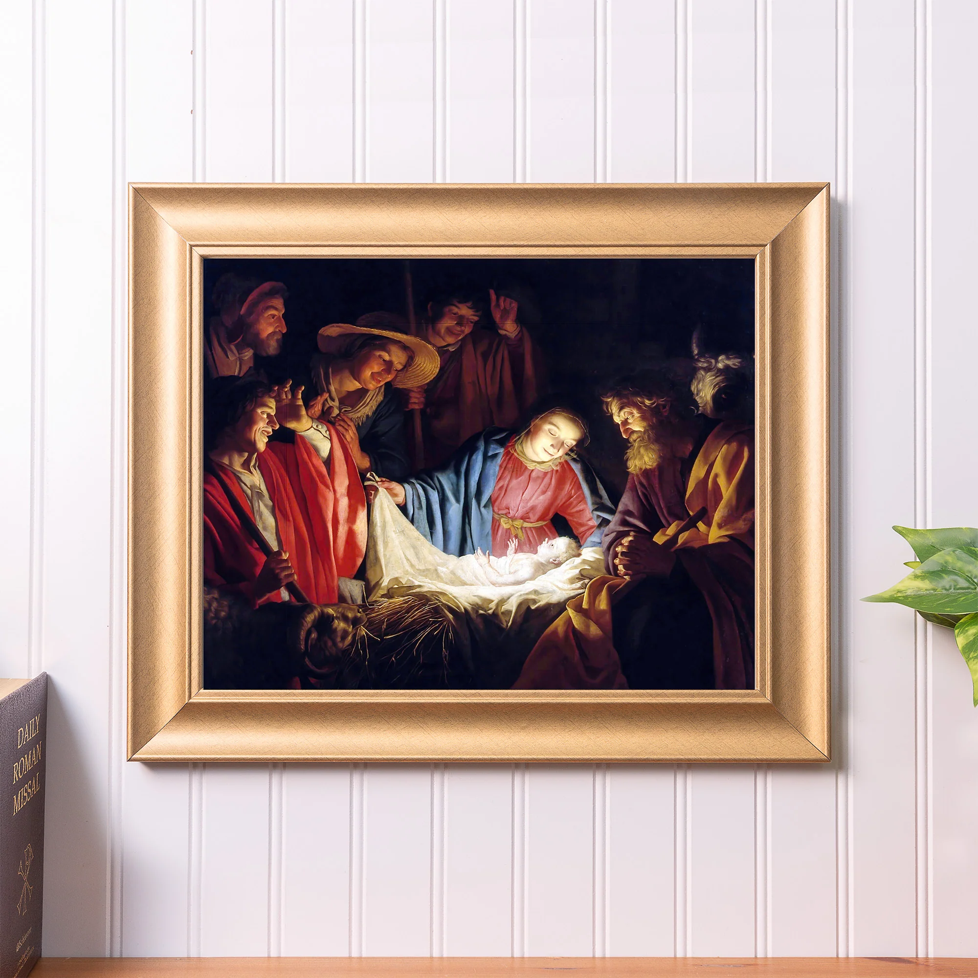 Honthorst Adoration of the Shepherds Gold Framed Print - Multiple Sizes - Image 3