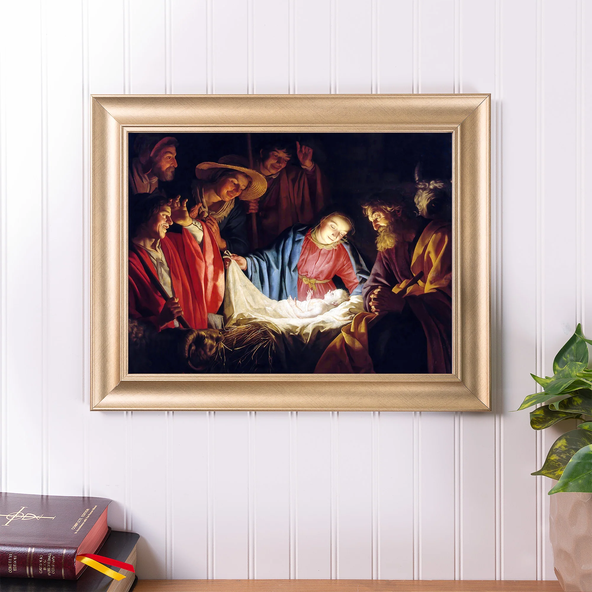 Honthorst Adoration of the Shepherds Gold Framed Print - Multiple Sizes - Image 4
