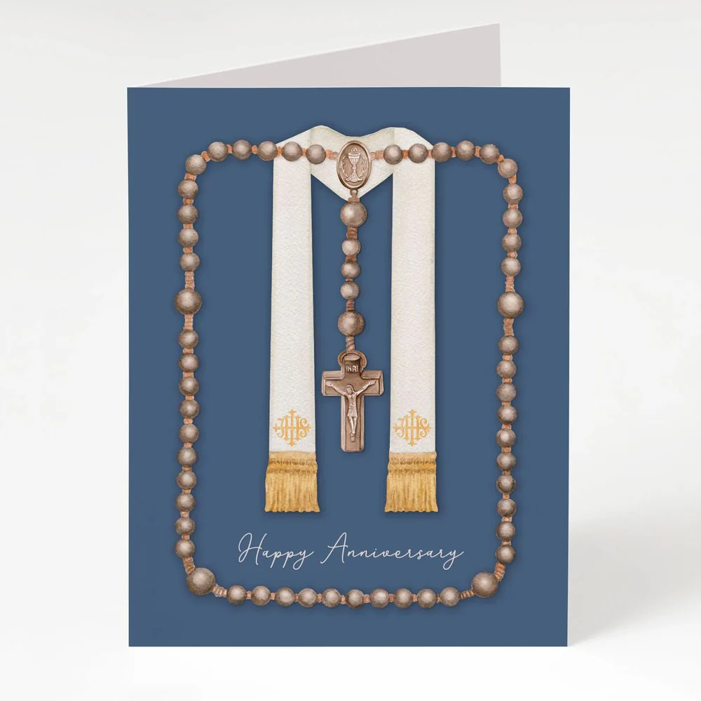 I Prayed a Rosary for You Priest Anniversary Greeting Card