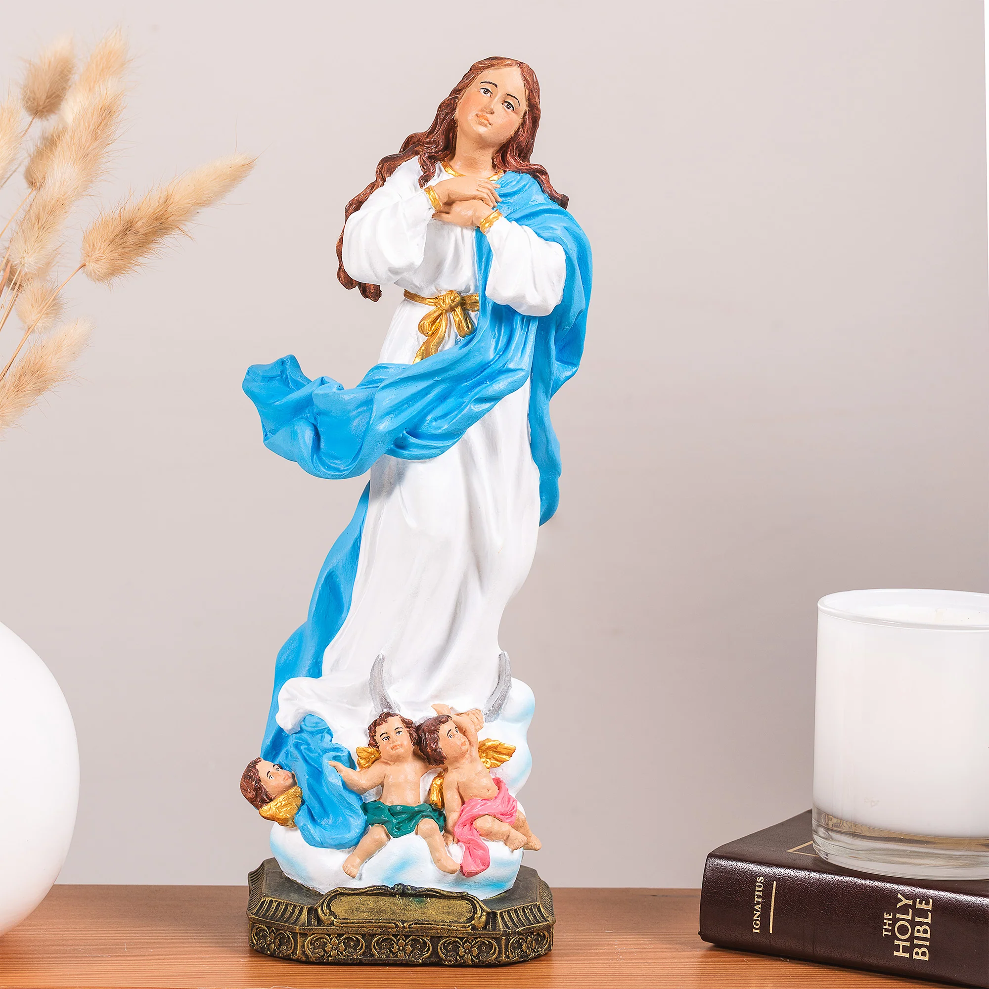 Immaculate Conception Statue - White or Hand Painted - 12" - Image 5