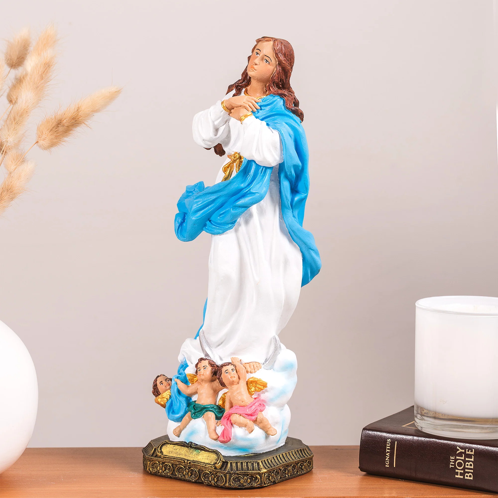 Immaculate Conception Statue - White or Hand Painted - 12" - Image 7