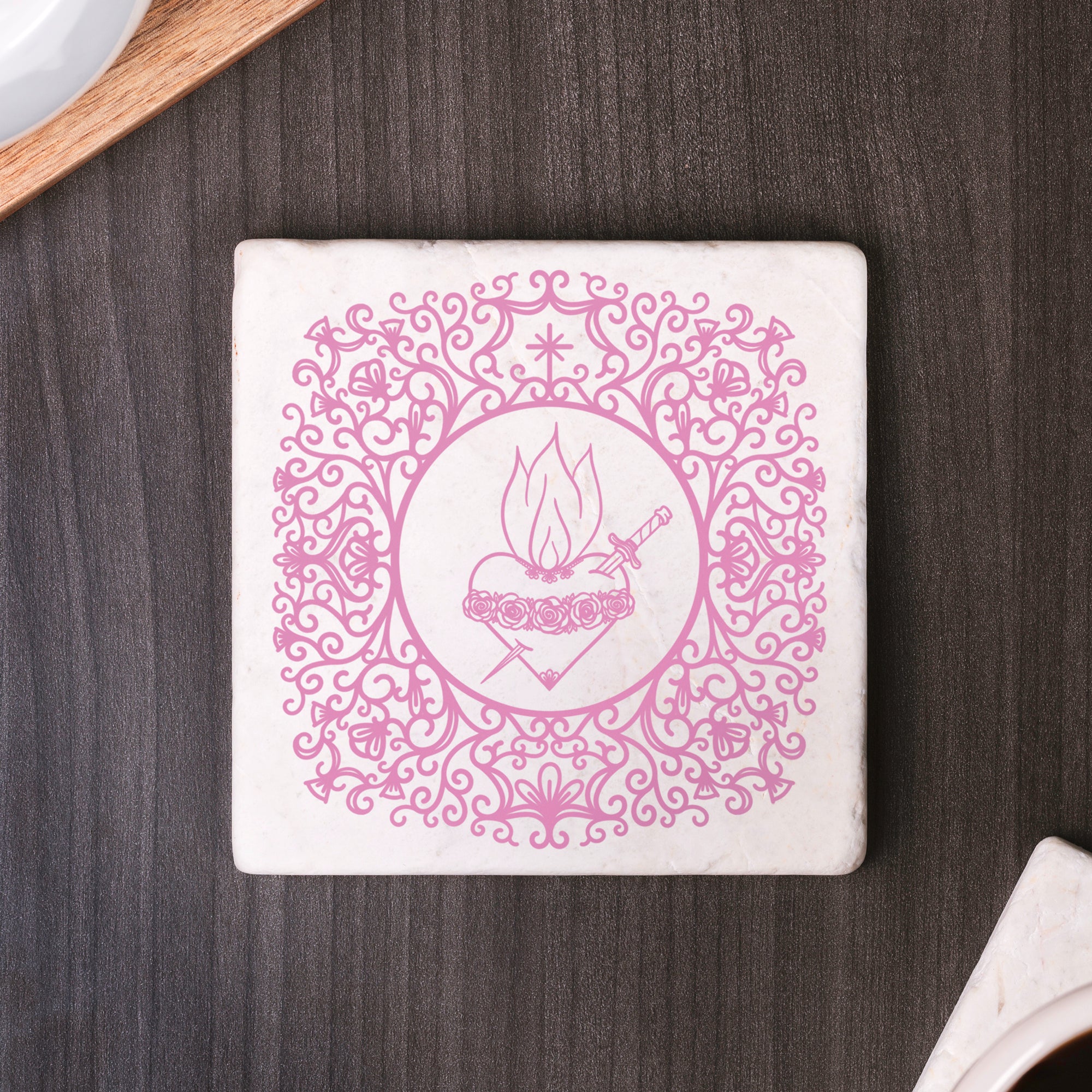Immaculate Heart Filigree Stone Coaster - Image 4