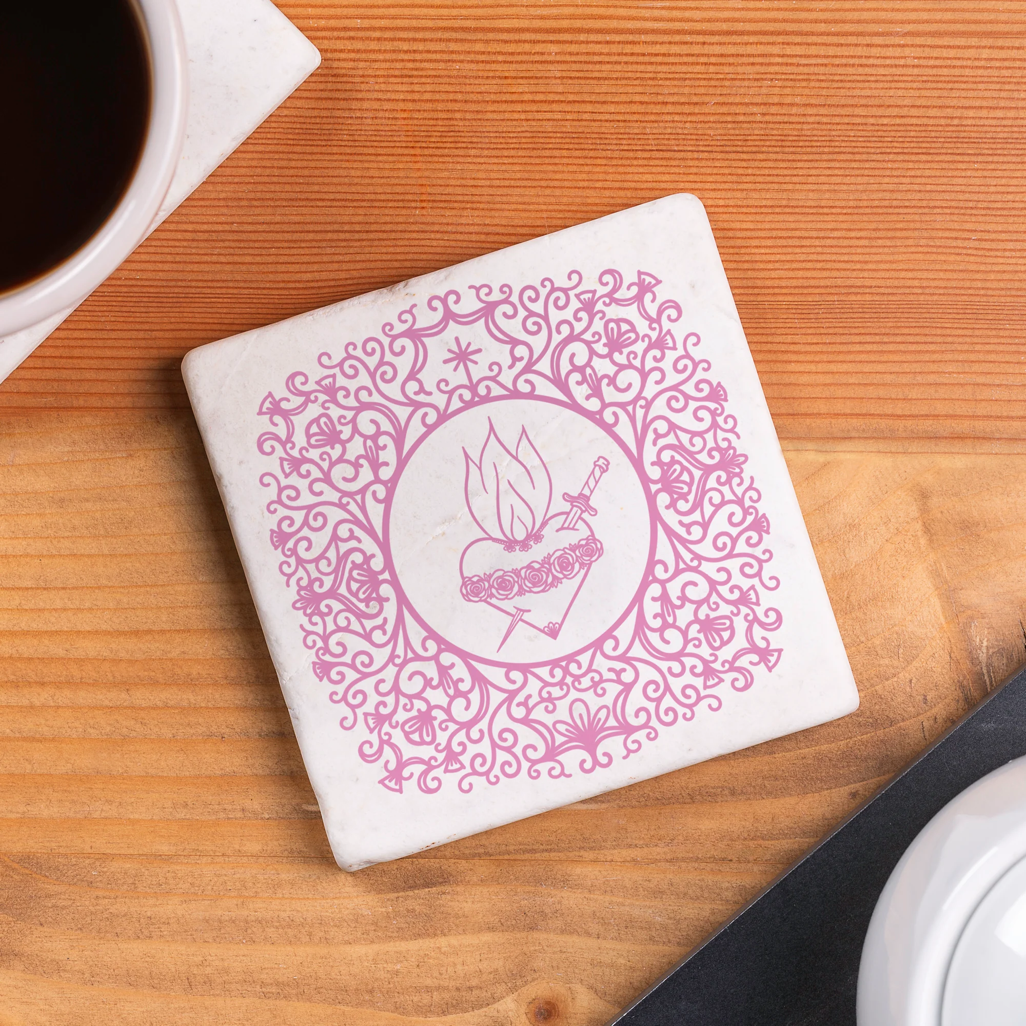 Immaculate Heart Filigree Stone Coaster - Image 5