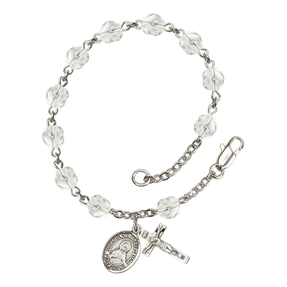 Immaculate Heart Of Mary Crystal April Rosary Bracelet 6mm