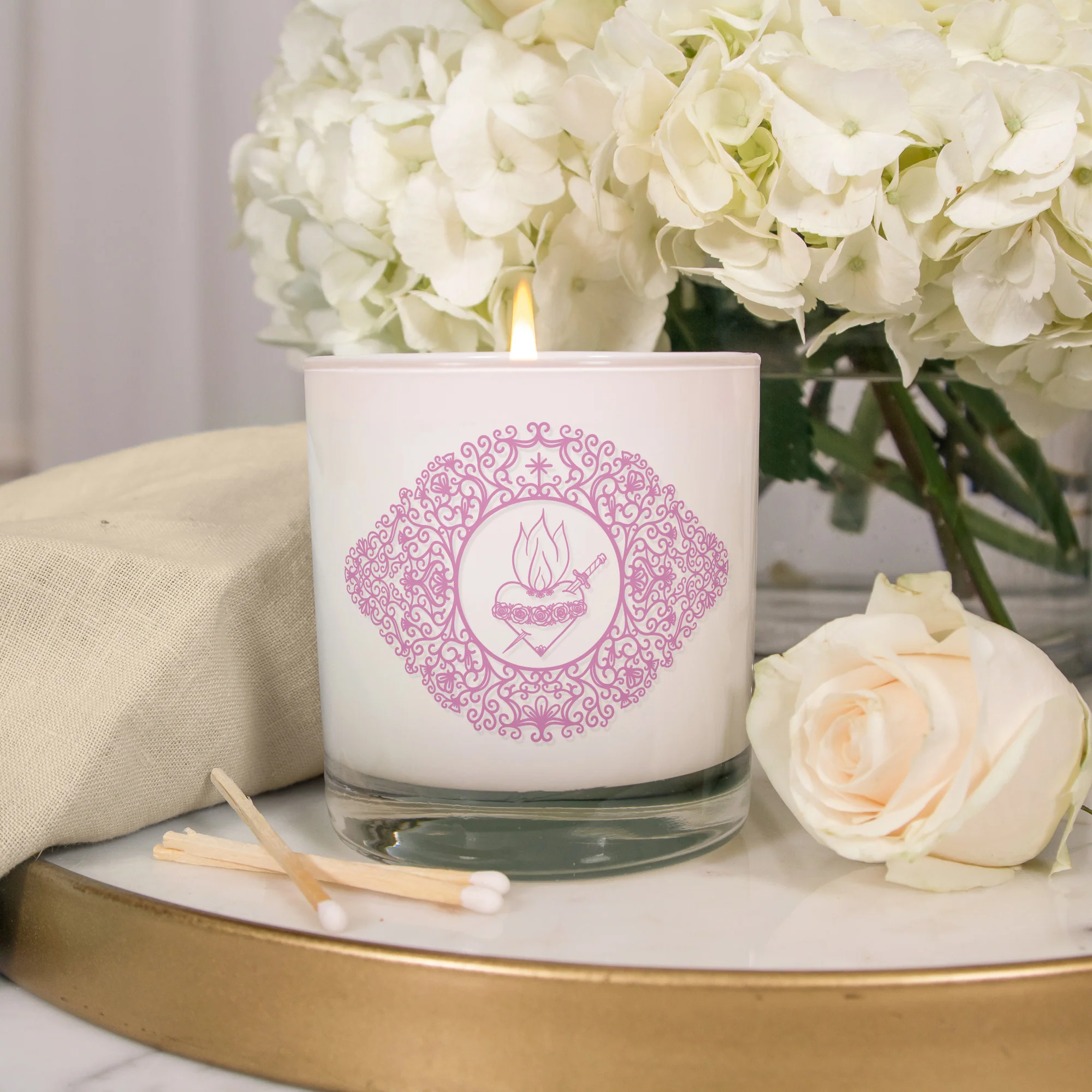 Immaculate Heart of Mary Filigree Candle