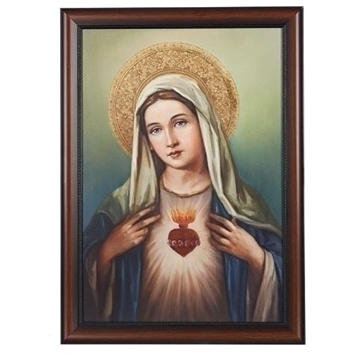 Immaculate Heart of Mary in Walnut Finish Frame - Image 2