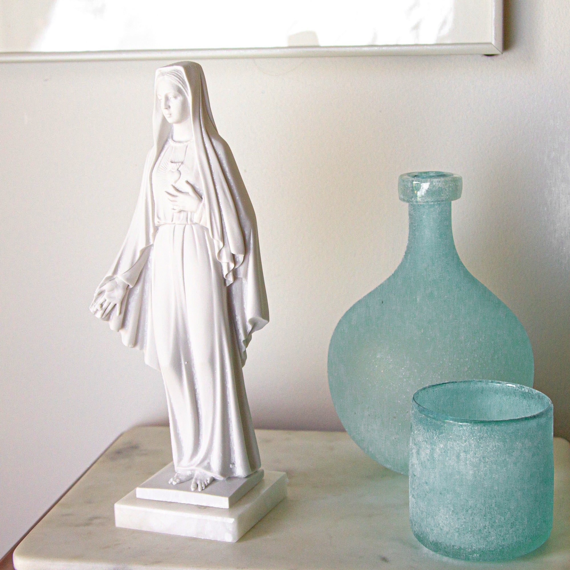 Immaculate Heart of Mary Italian Alabaster Statue - 10"