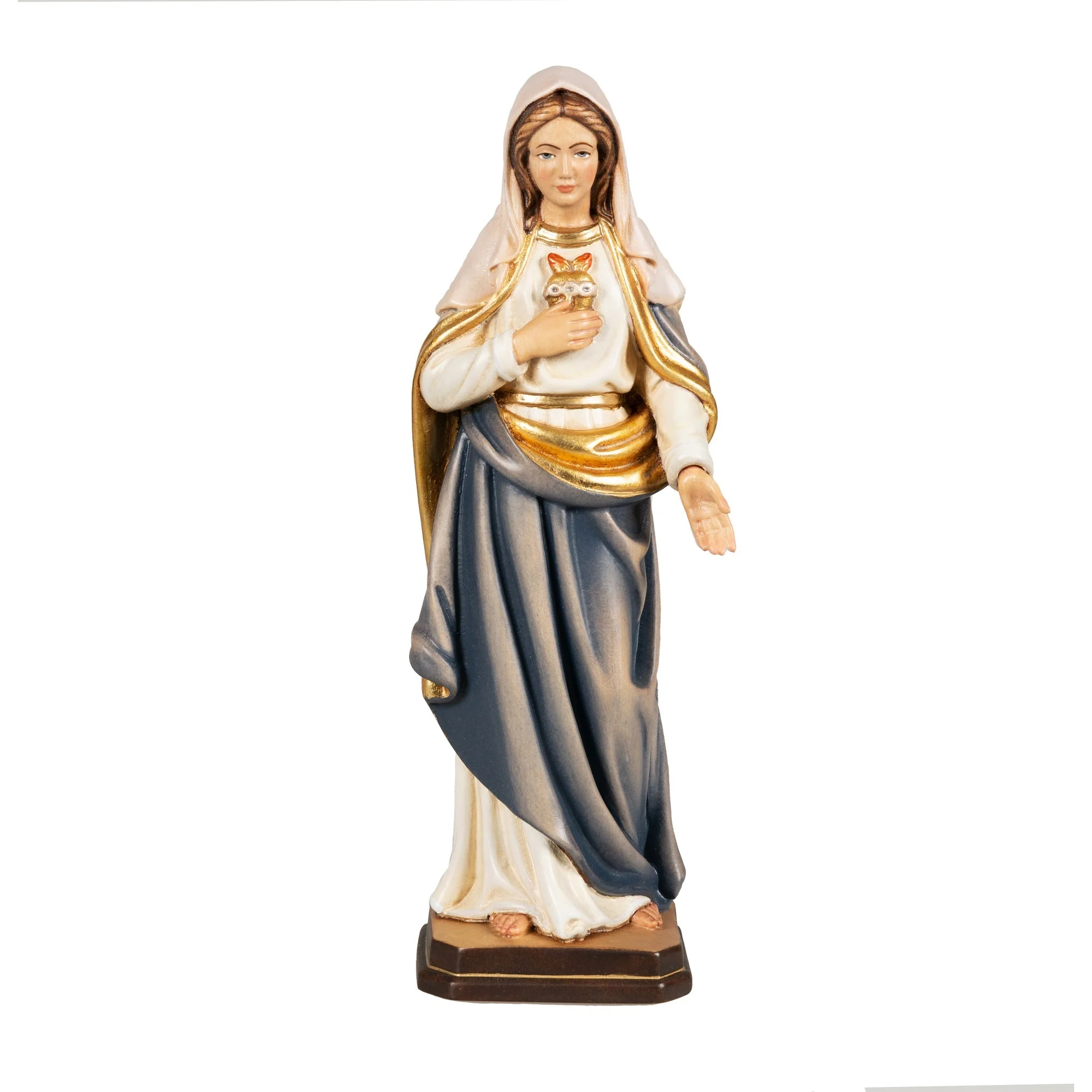 Immaculate Heart of Mary Italian Wood Statue - 12" - Image 2