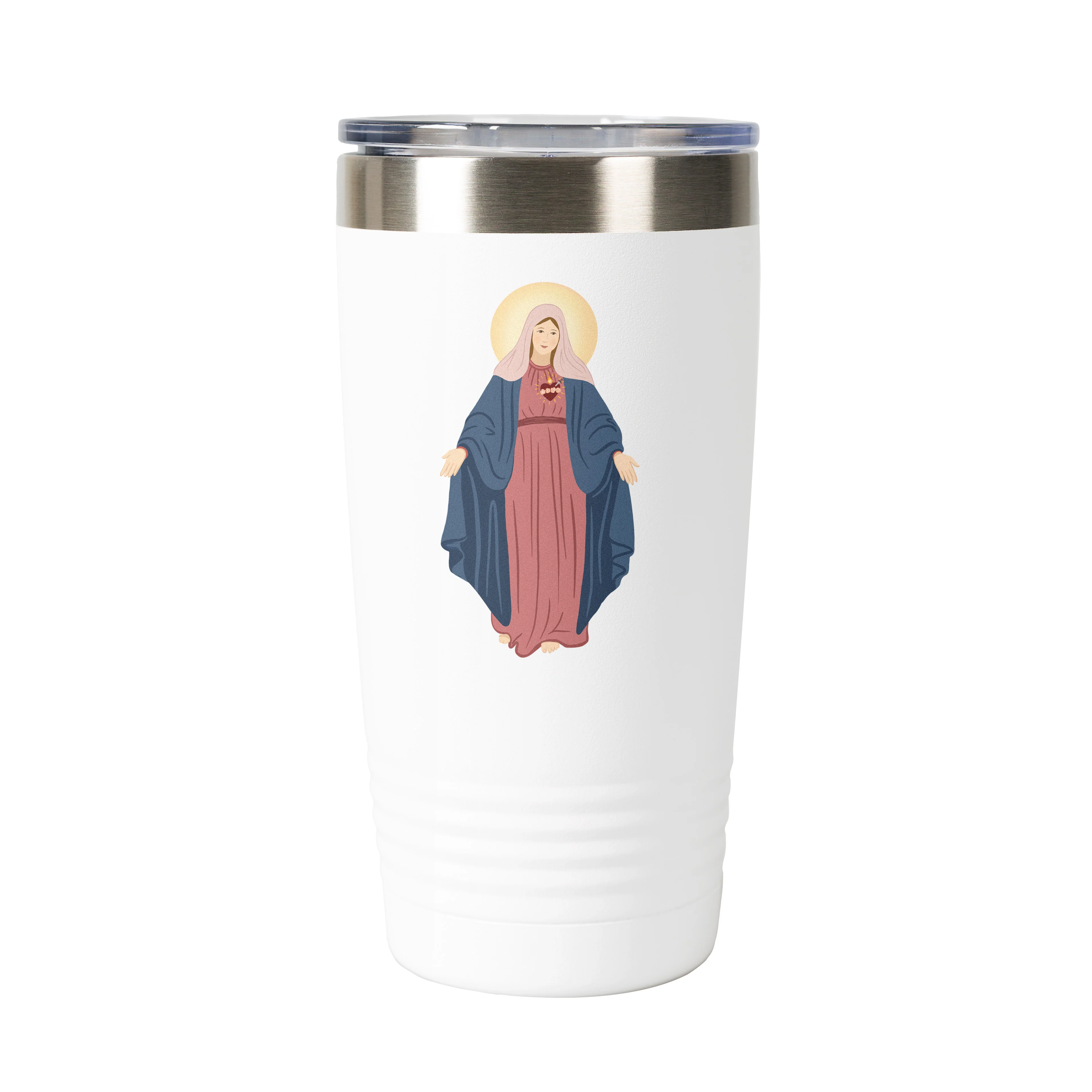 Immaculate Heart of Mary Personalized 20 oz. White Tumbler - Image 2