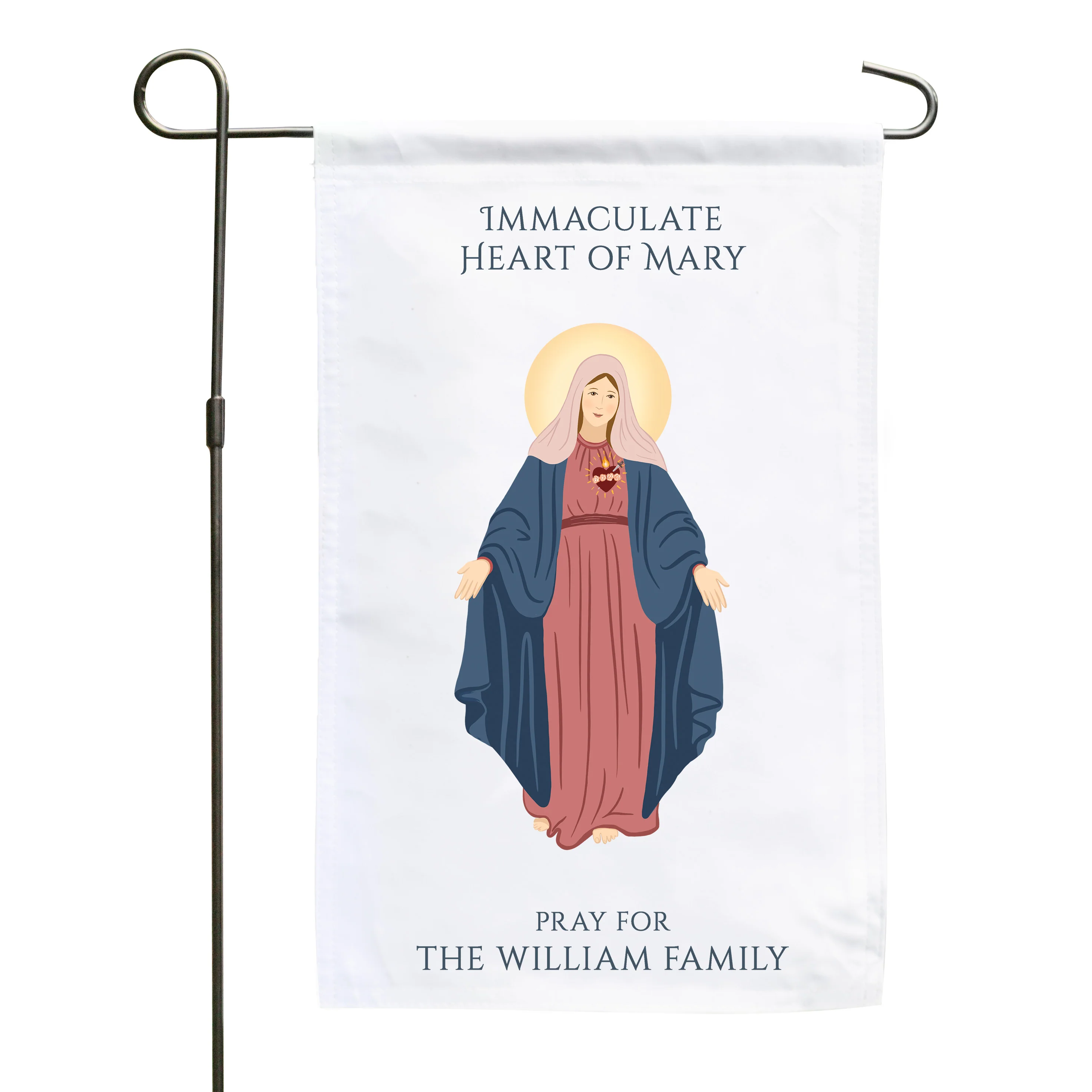 Immaculate Heart of Mary Personalized Garden Flag - Image 2
