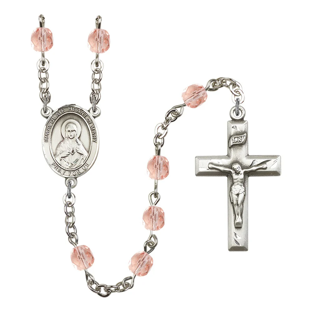 Immaculate Heart Of Mary Pink October Rosary 6mm