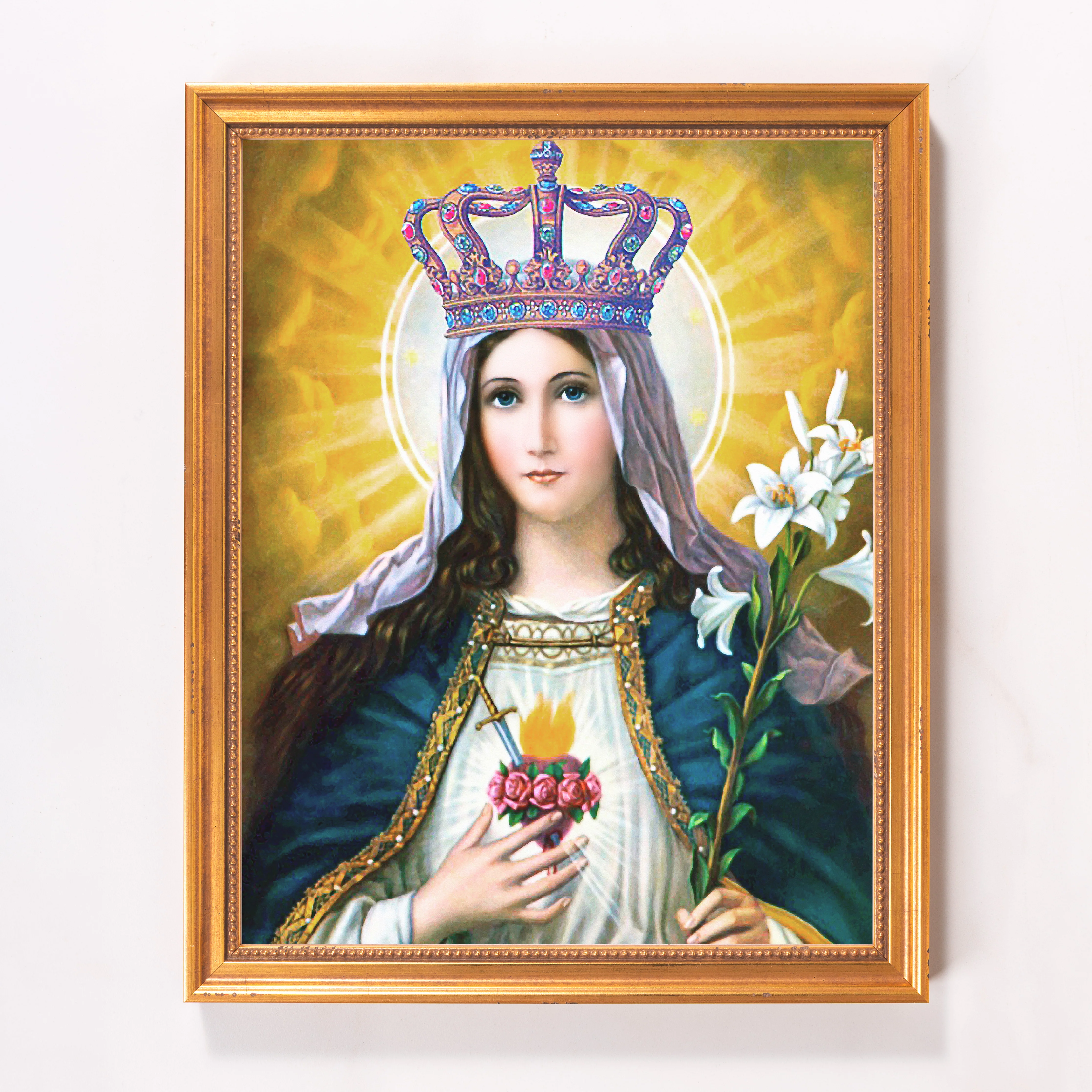 Immaculate Heart of Mary Queen of Heaven Framed Canvas - Sacred Classics Collection - Image 4