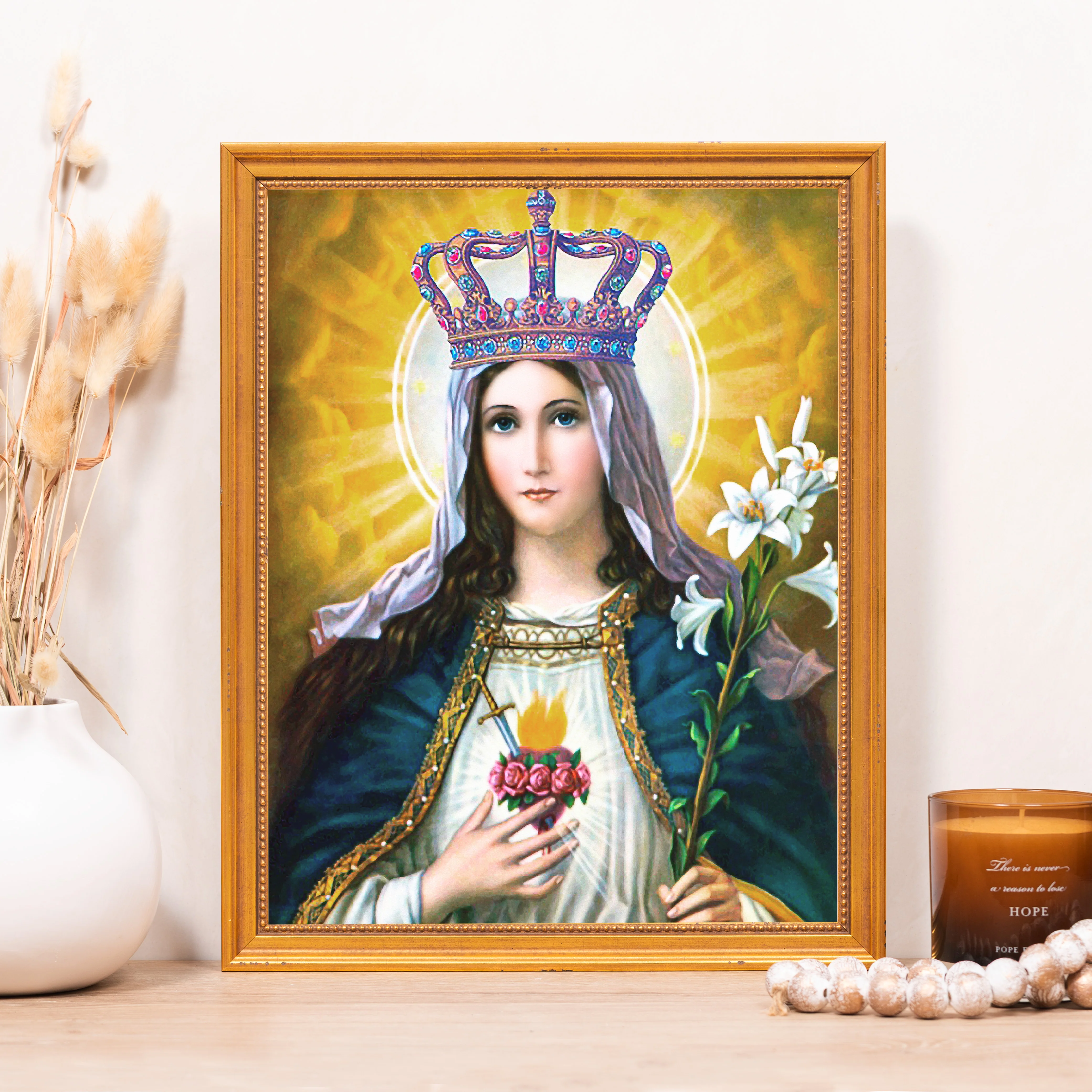 Immaculate Heart of Mary Queen of Heaven Framed Canvas - Sacred Classics Collection - Image 5