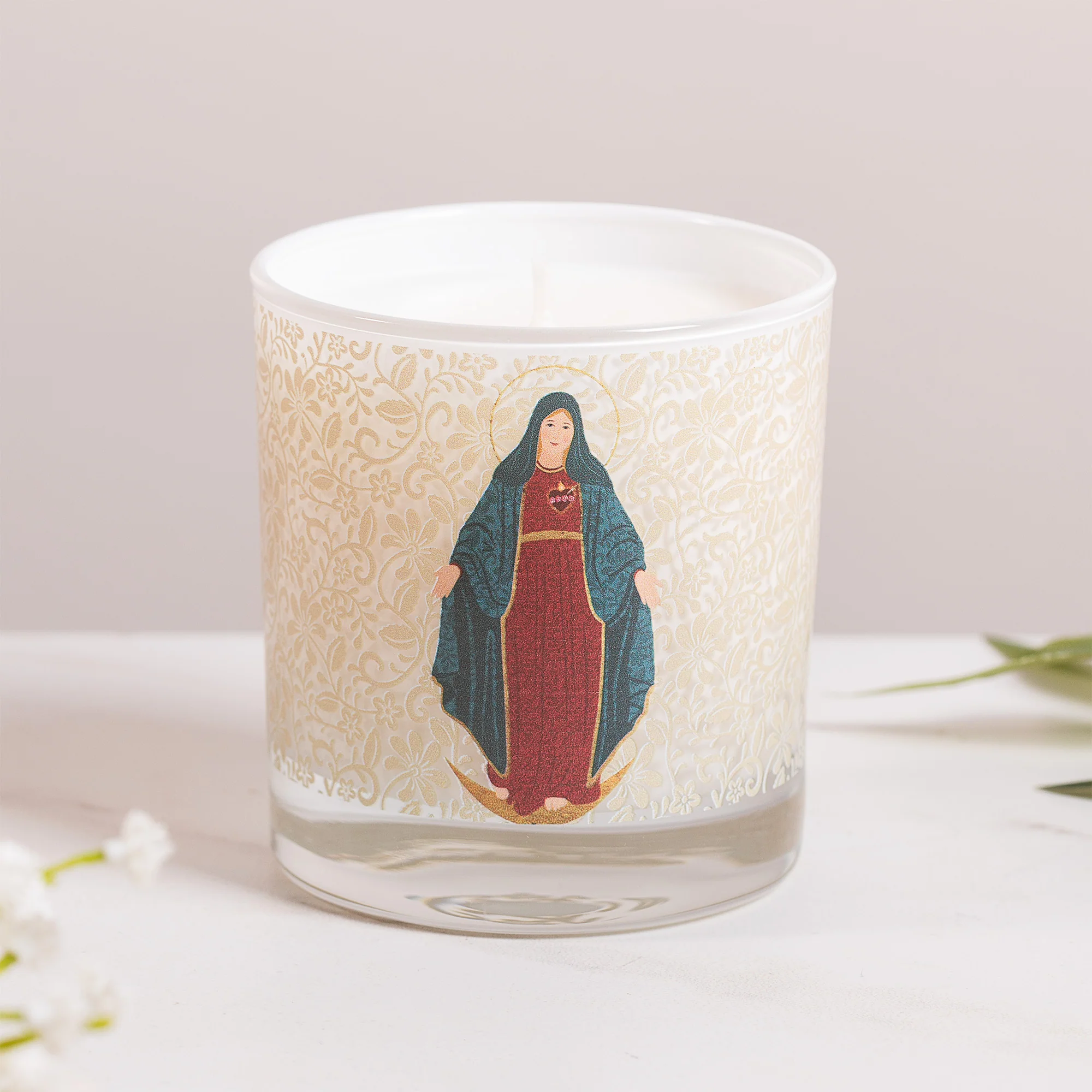 Immaculate Heart of Mary Toile Candle