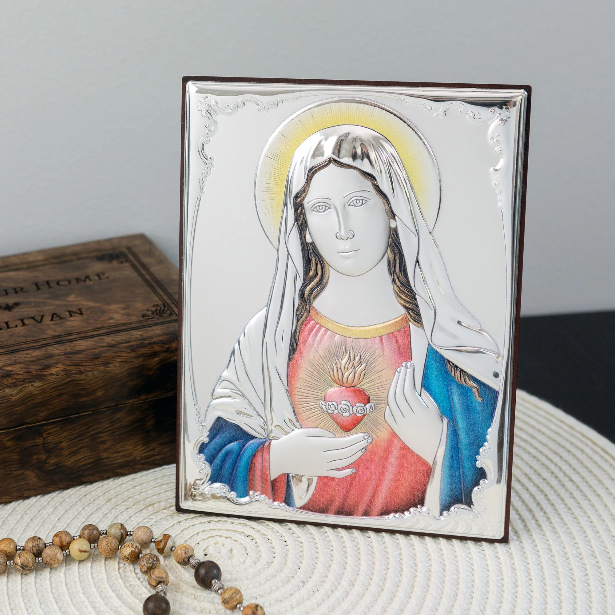 Immaculate Heart Silver & Colored Plaque - 5" x  7"