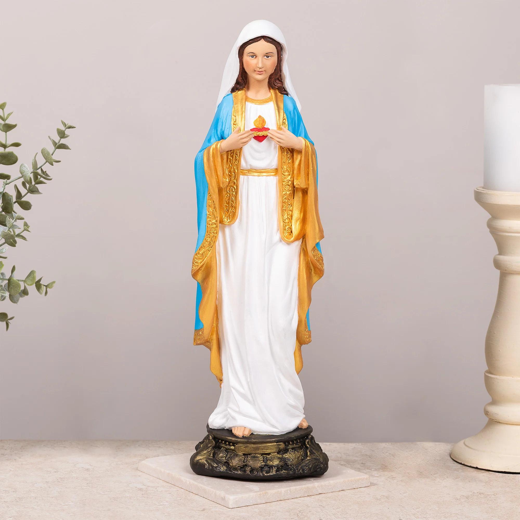 Immaculate Heart Statue - White or Hand Painted - 16" - Image 5