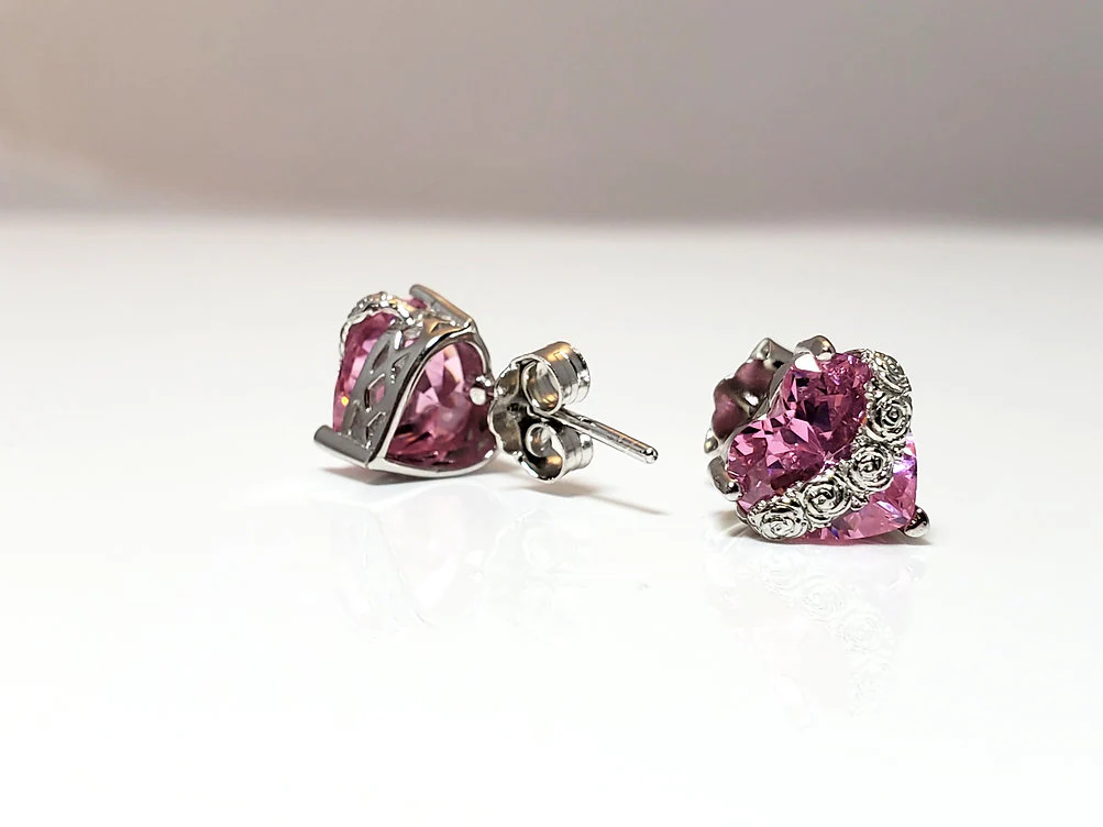 Immaculate Heart Sterling Gemstone Earrings - Multiple Colors