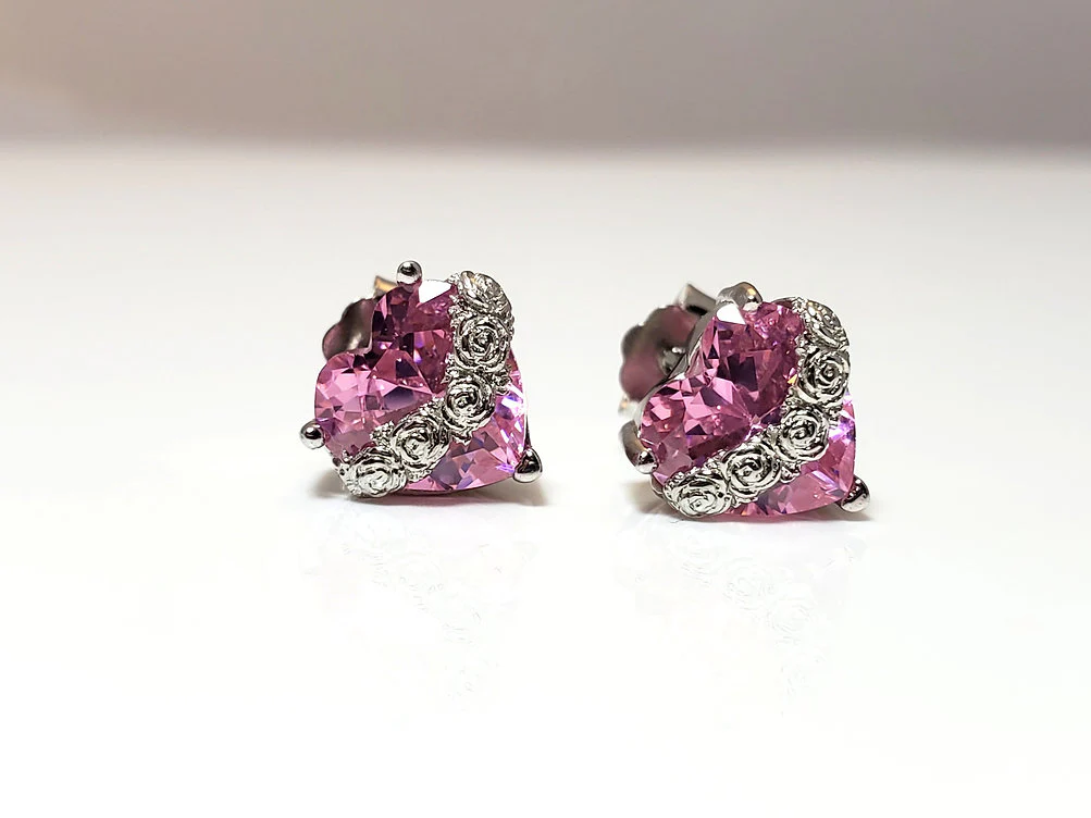 Immaculate Heart Sterling Gemstone Earrings - Multiple Colors - Image 2
