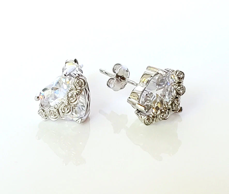 Immaculate Heart Sterling Gemstone Earrings - Multiple Colors - Image 4