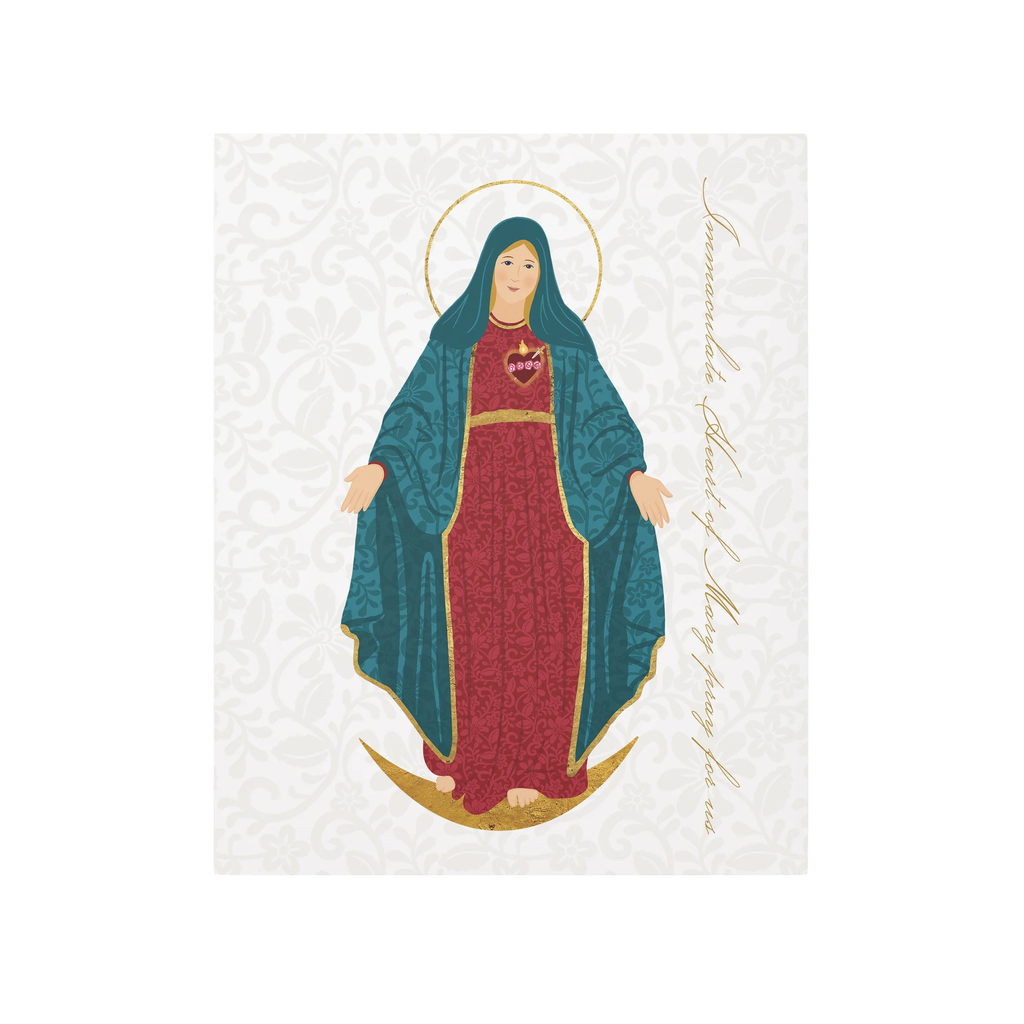 Immaculate Heart Toile Art Plaque - 8" x 10" - Image 2