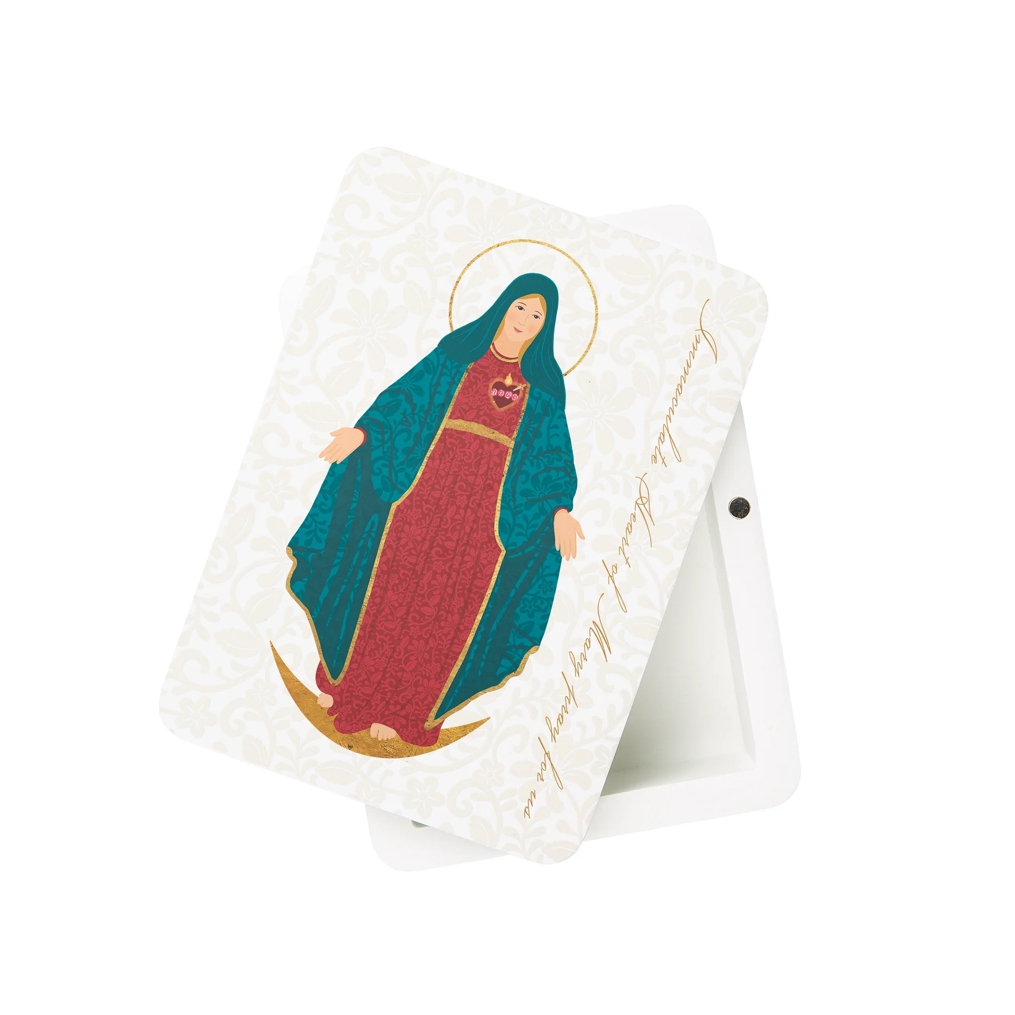 Immaculate Heart Toile Rosary Keepsake Box - Image 2