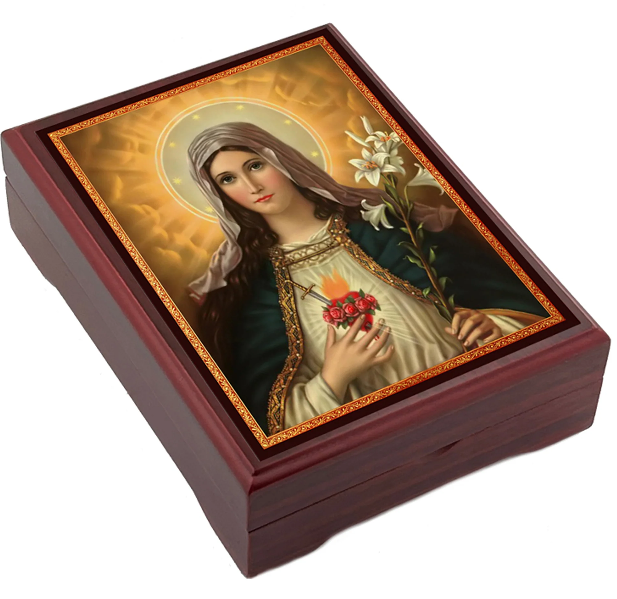 Immaculate Heart Wood Keepsake Box - Image 3