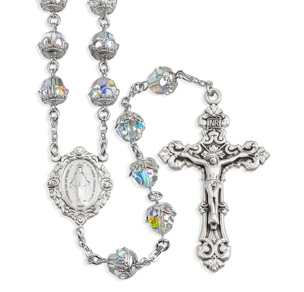 Immaculate Queen Crystal & Silver Rosary