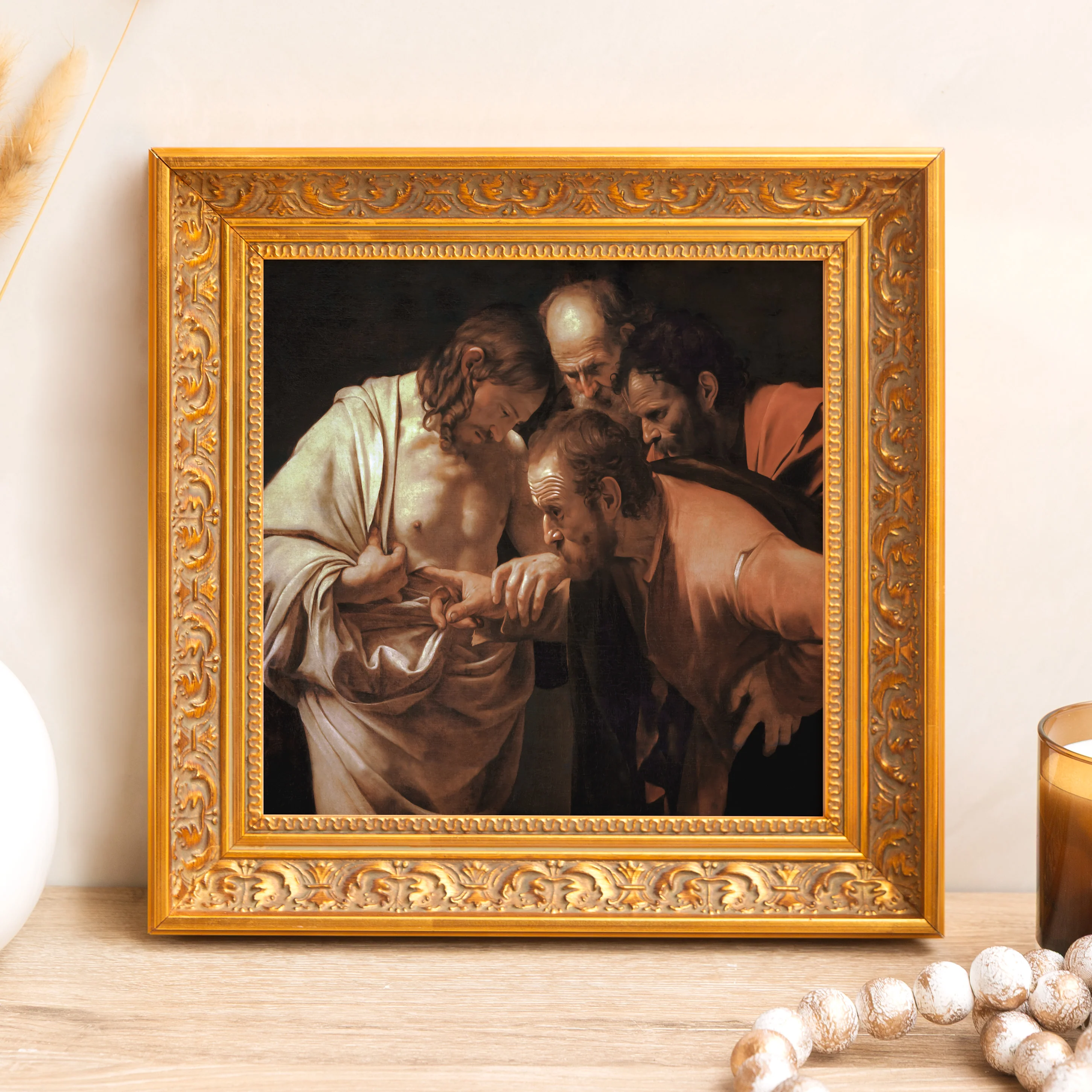 Incredulity of St. Thomas Framed Canvas - Sacred Mini Collection