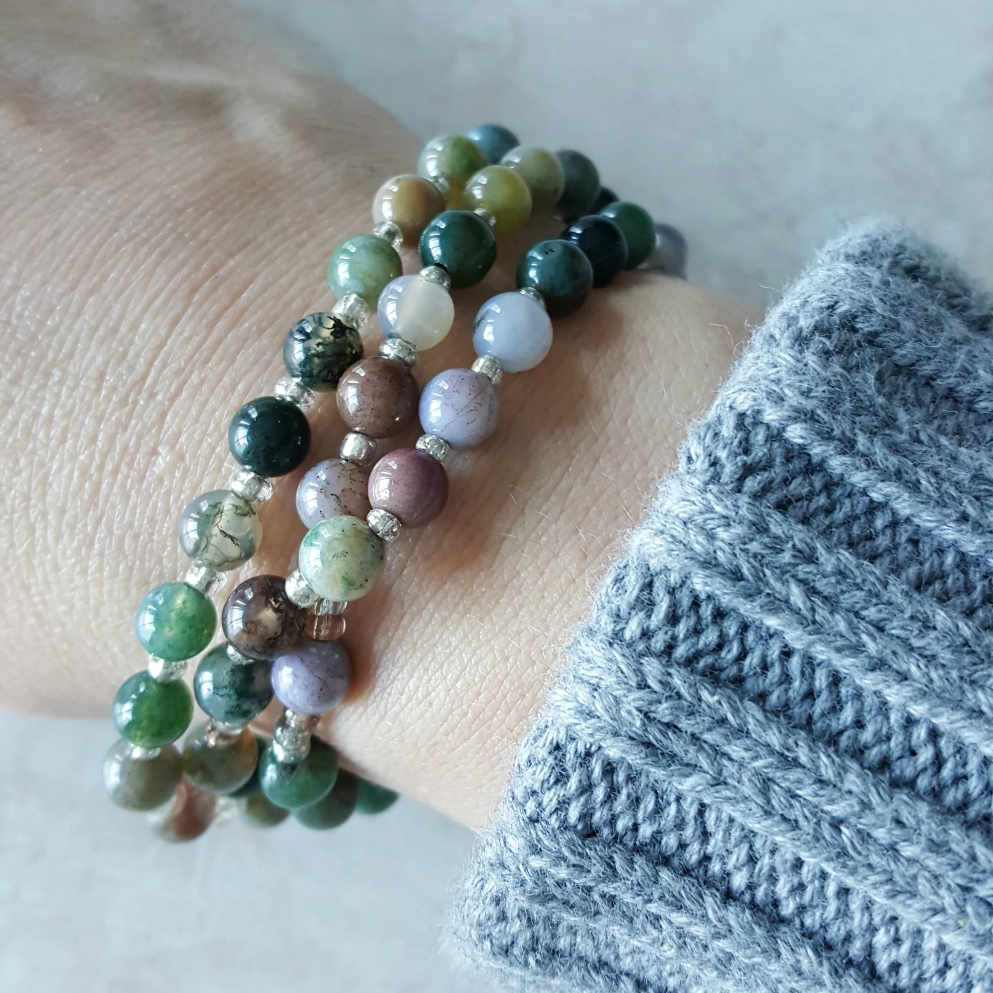 Indian Agate Style Rosary Wrap Bracelet - Image 2