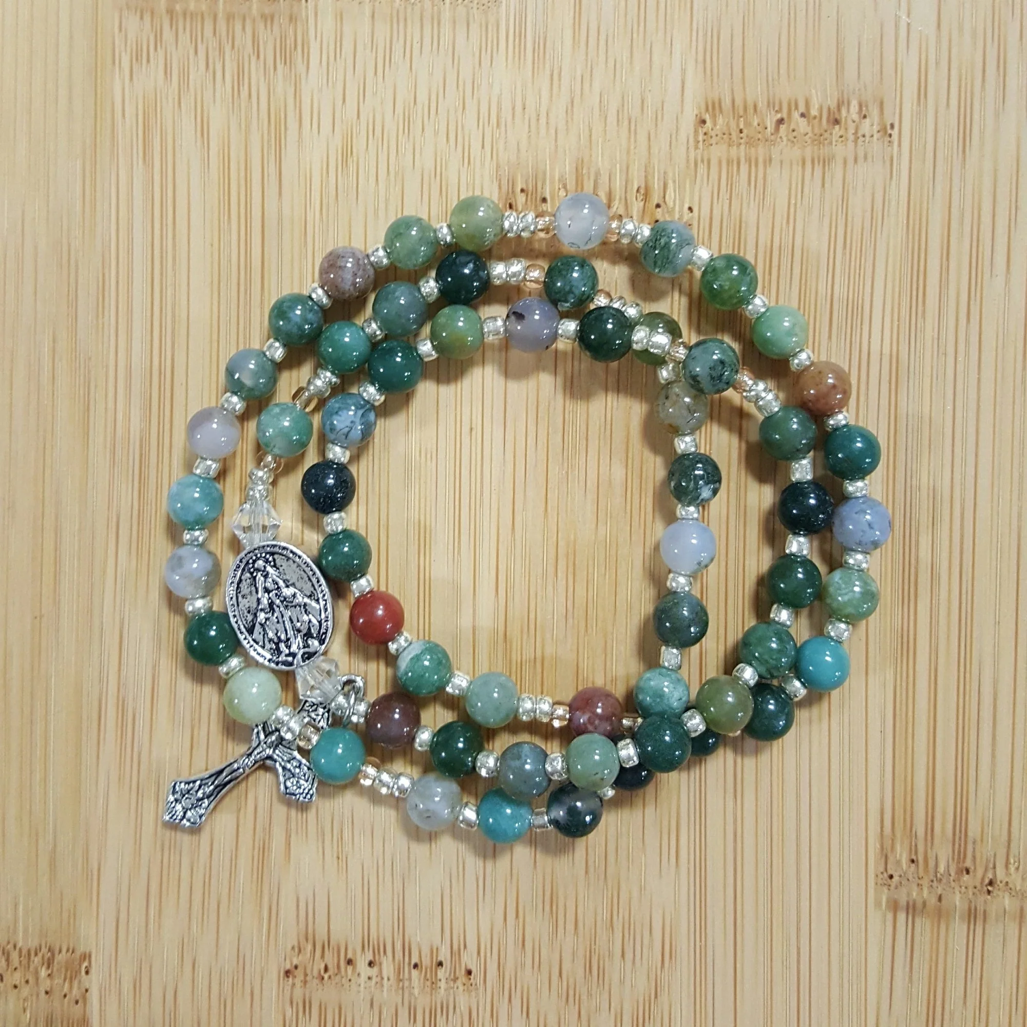 Indian Agate Style Rosary Wrap Bracelet - Image 3
