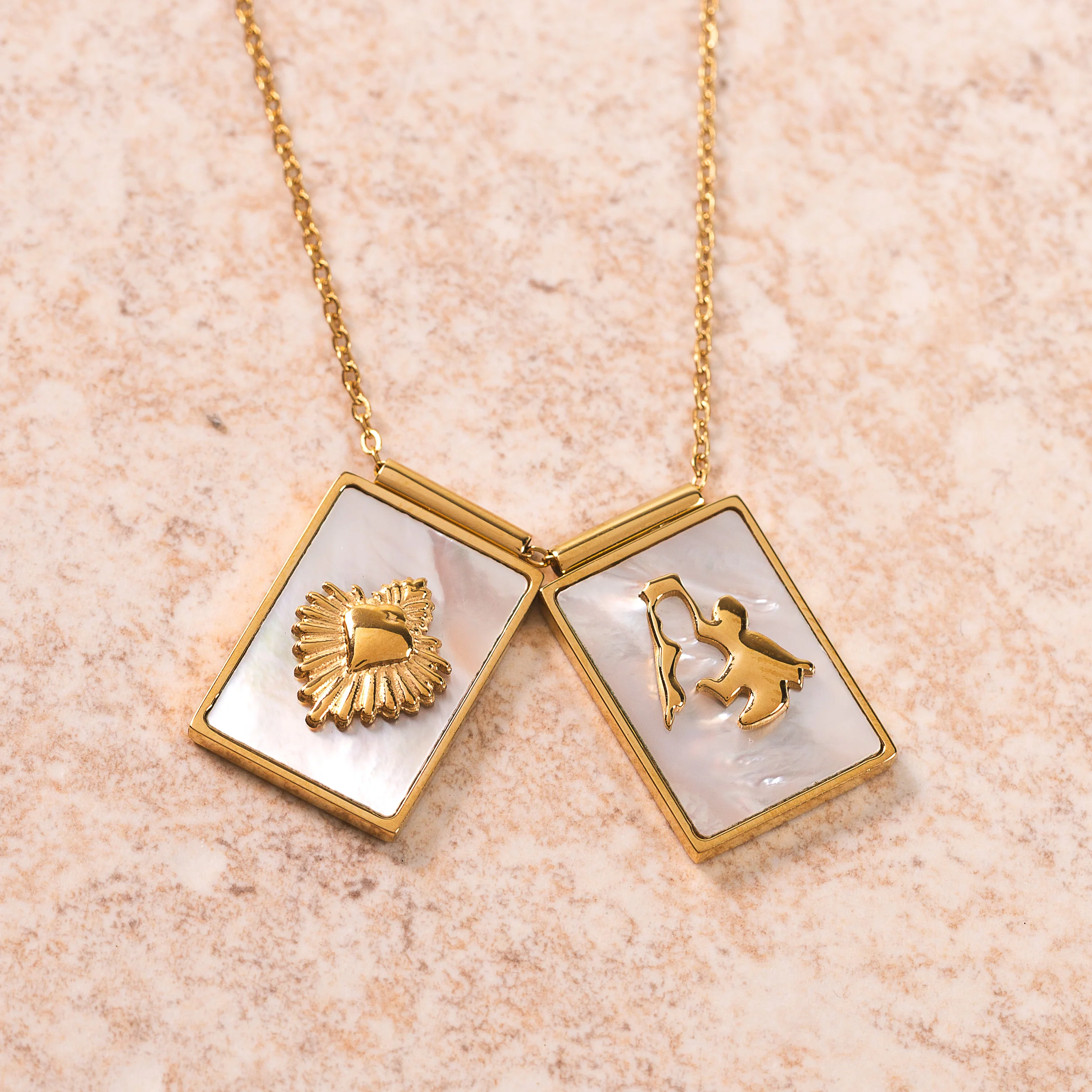 Infinity Chain Gold & Mother of Pearl Scapular Necklace
