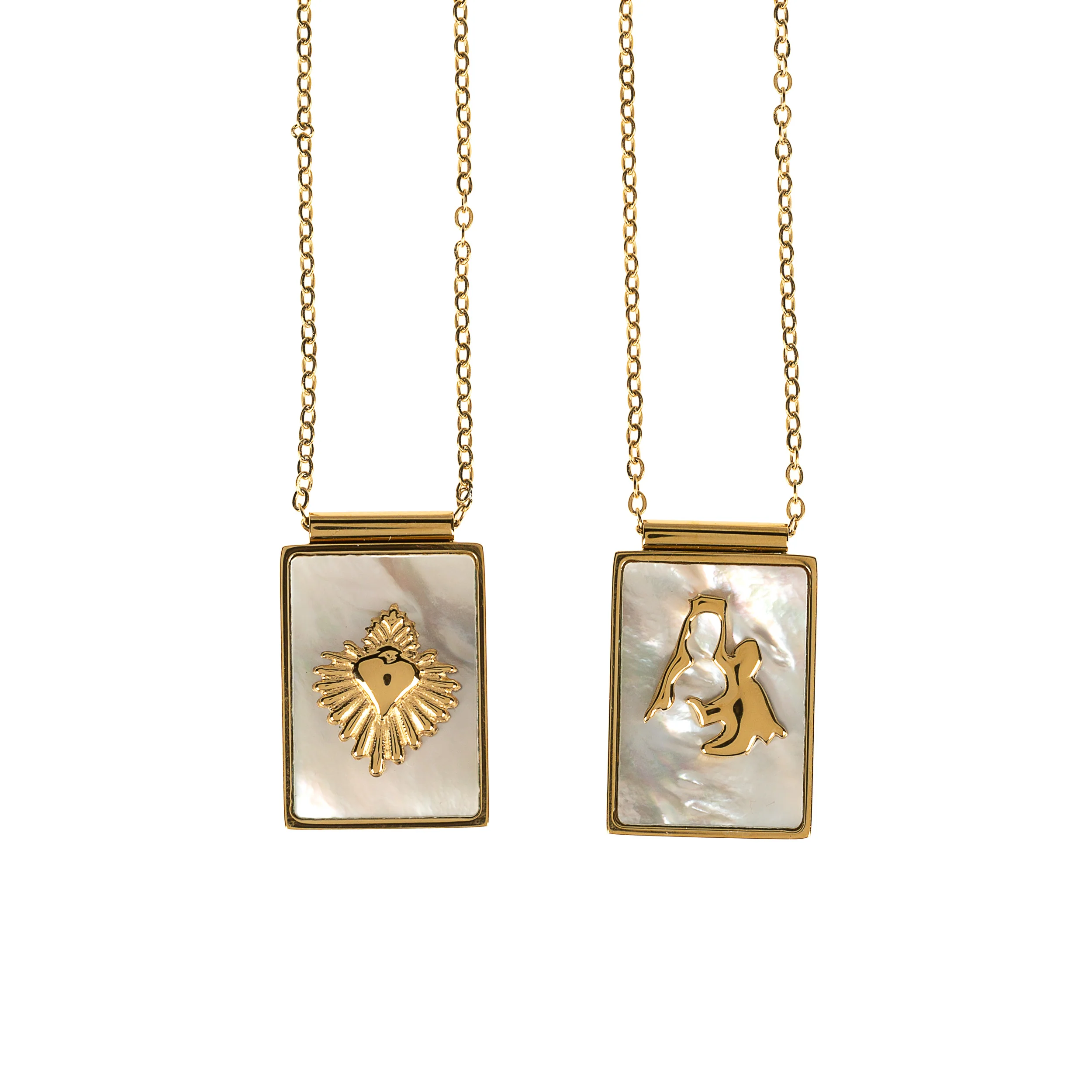 Infinity Chain Gold & Mother of Pearl Scapular Necklace - Image 2