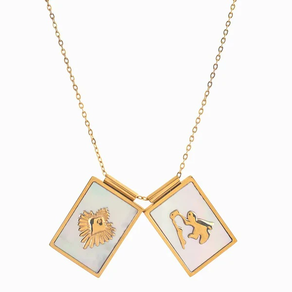 Infinity Chain Gold & Mother of Pearl Scapular Necklace - Image 3