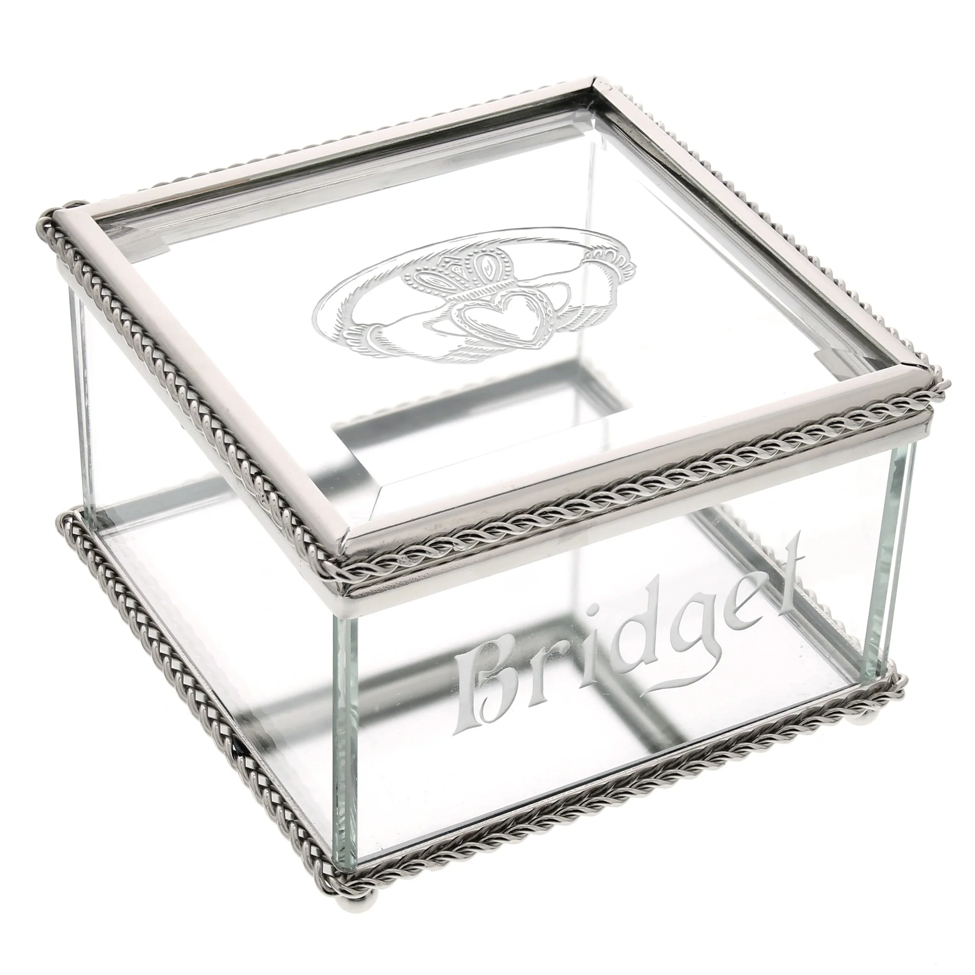 Irish Claddagh Glass Box