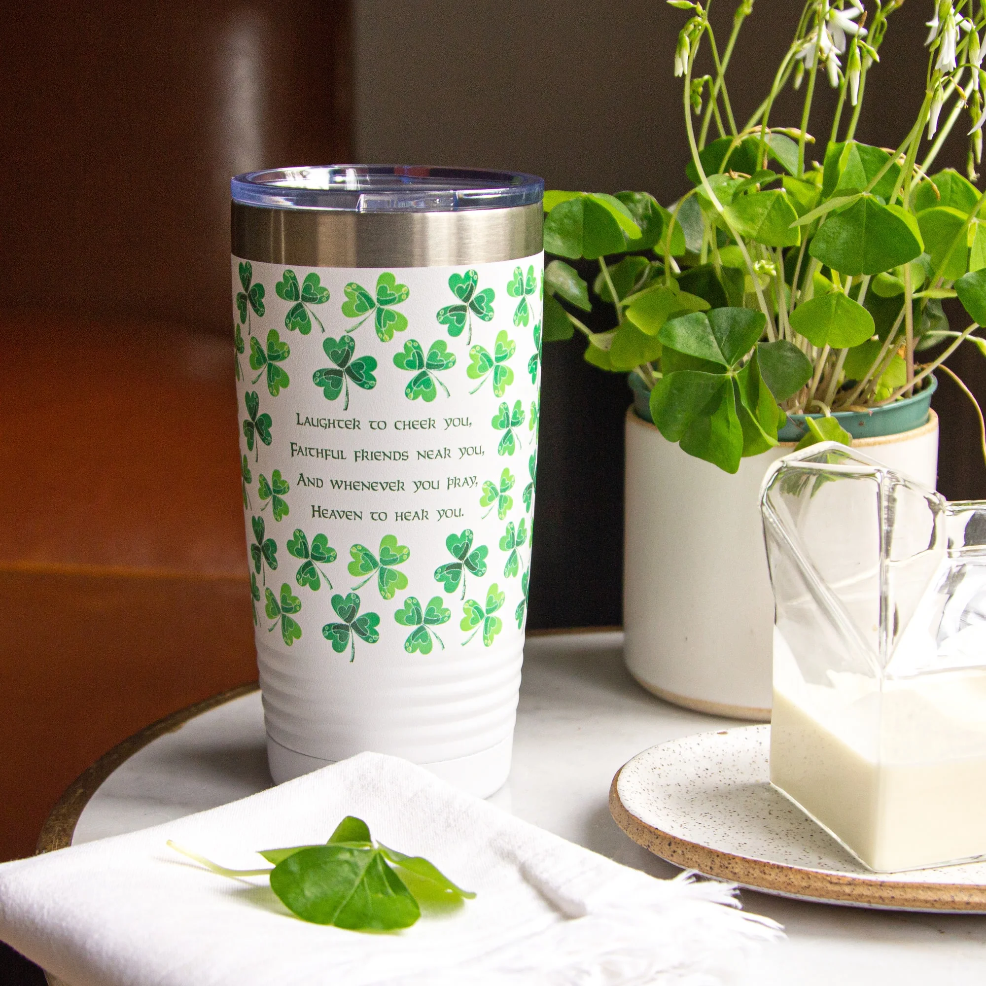 Irish "Heaven to Hear You" Insulated White 20oz Tumbler