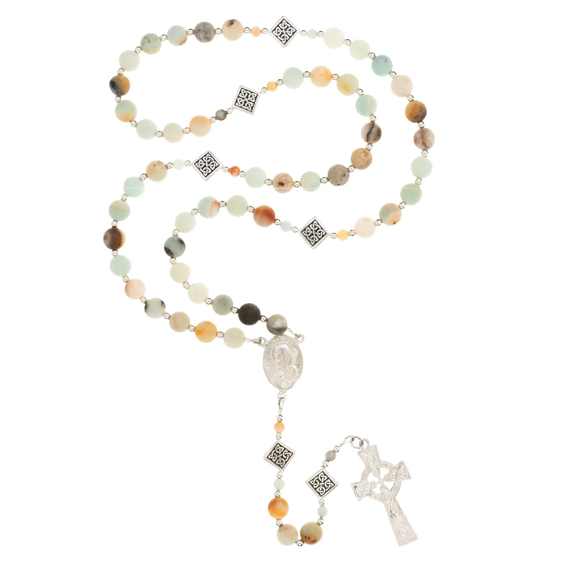 Irish Rosary with Sterling Silver Centerpiece and Cross - Image 3