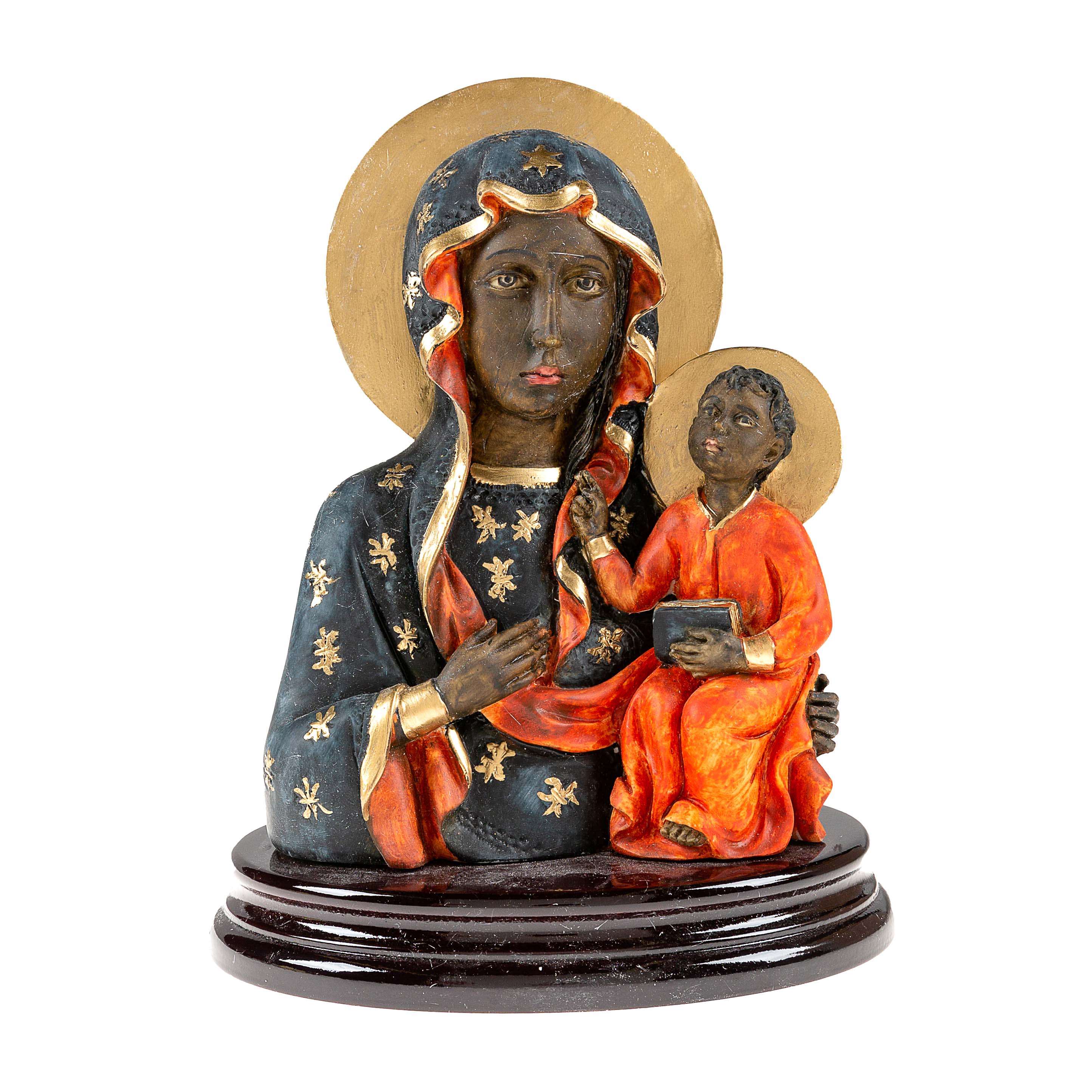 Italian Czestochowa Madonna Bust on Wood Base - Image 2