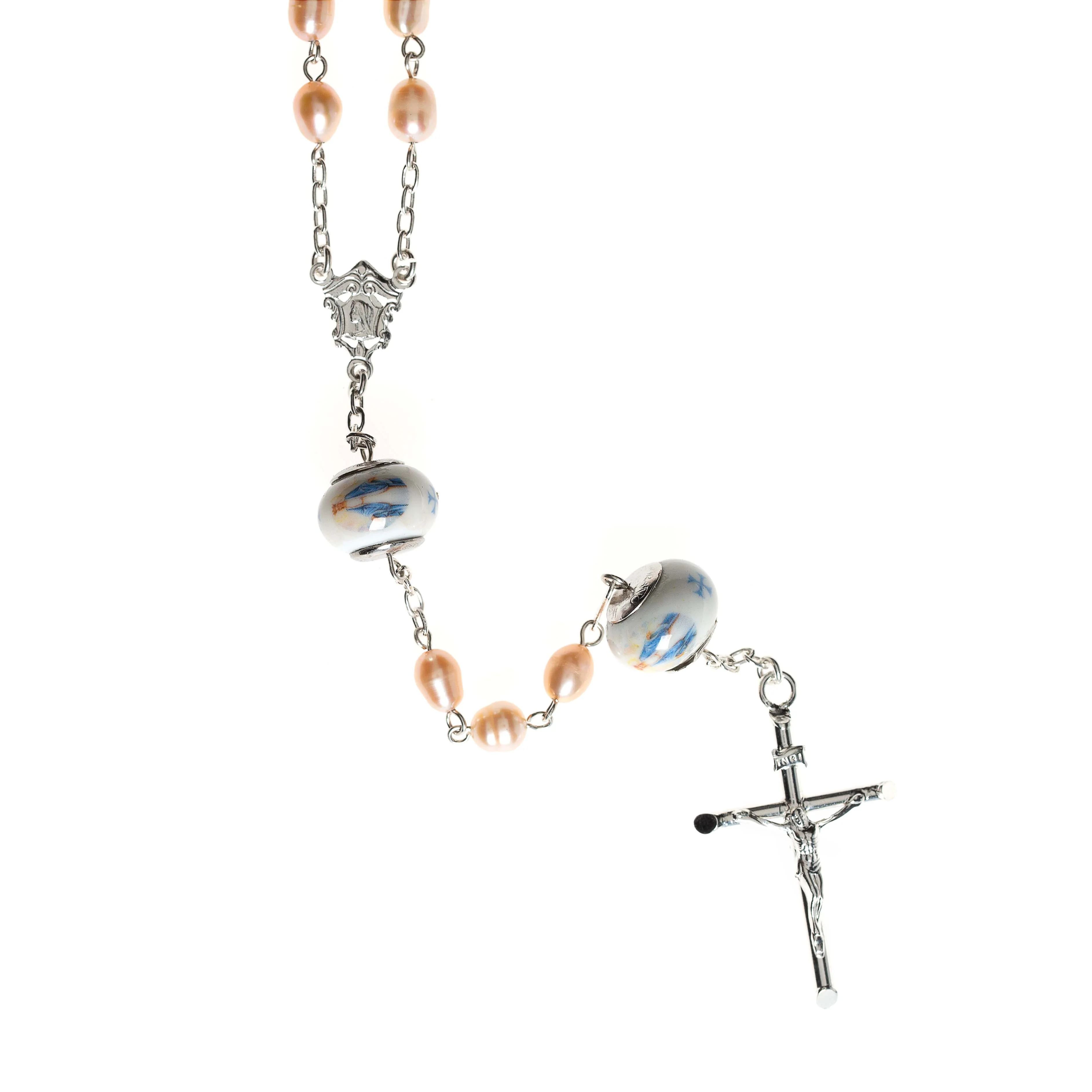 Italian Freshwater Pearl Miraculous Rosary - Image 3