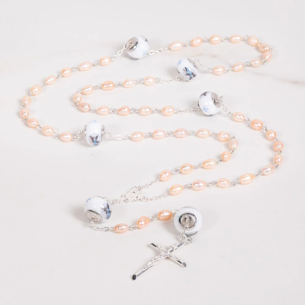 Italian Freshwater Pearl St. Michael Rosary - Image 3