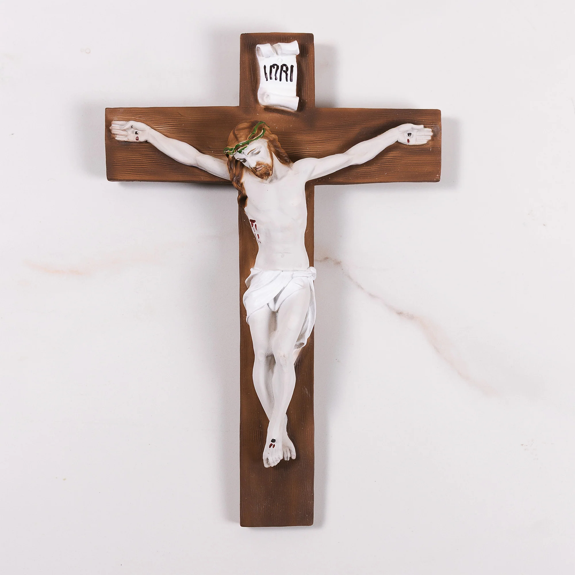 Italian Hand Painted Crucifix - 13.4" - Image 2