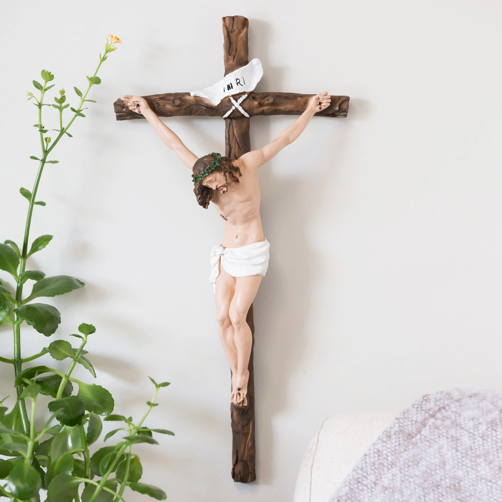 Italian Handpainted Crucifix - 16 inches - Image 3